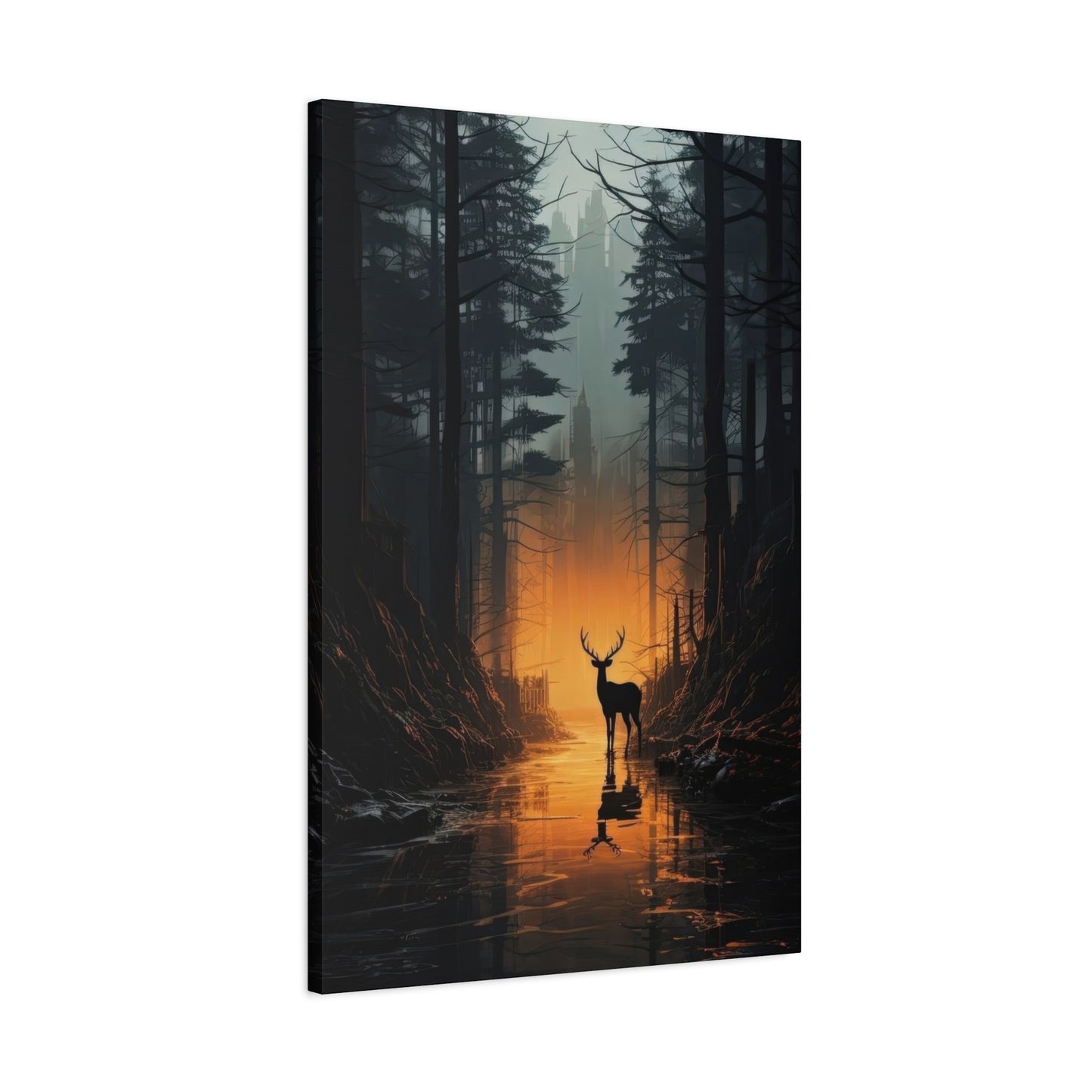 Forest Dark Deer Silhouette Wall Art & Canvas Prints