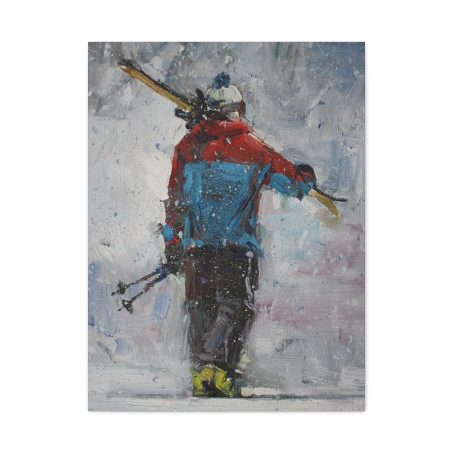 Skier With Ski Board Wall Art & Canvas Prints