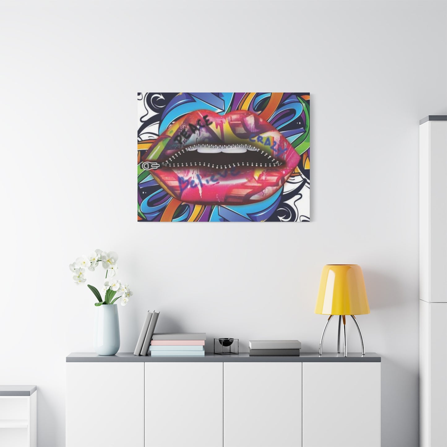 Zipper Lips Wall Art & Canvas Prints