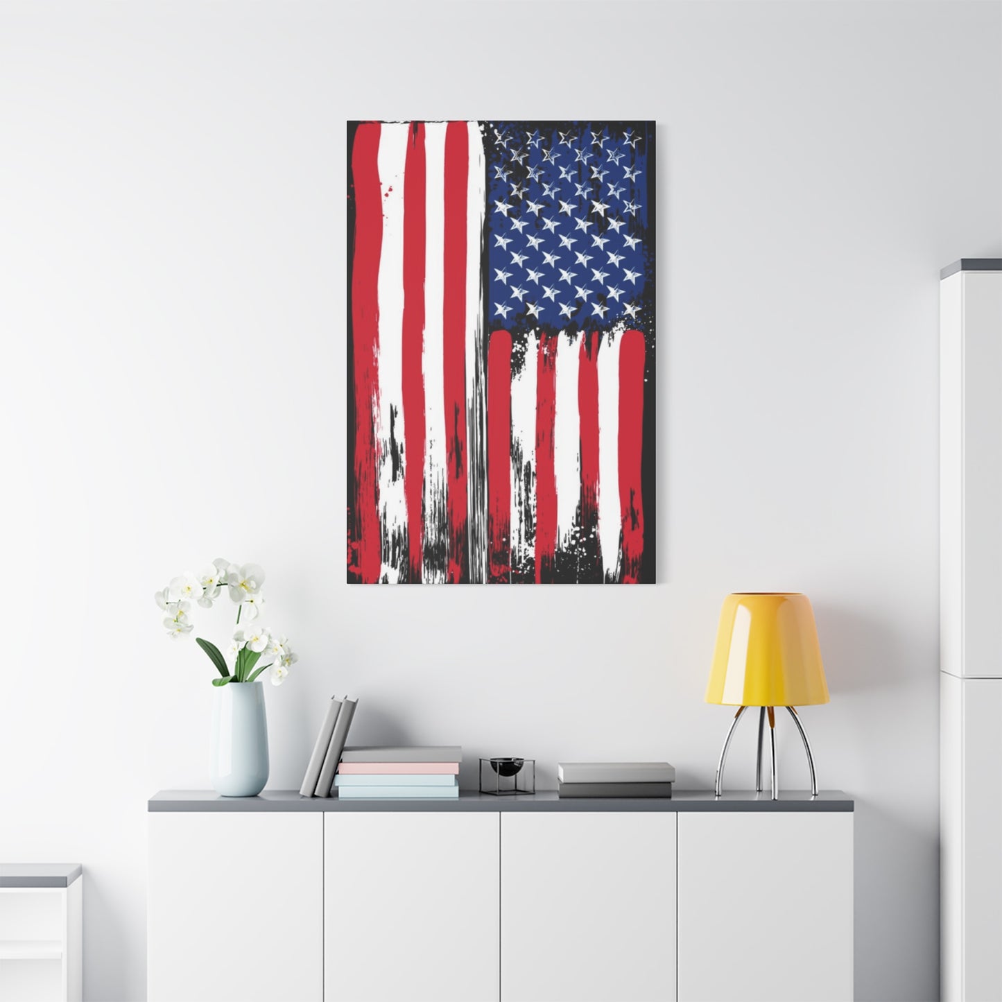 American Flag in Black Background Wall Art & Canvas Prints