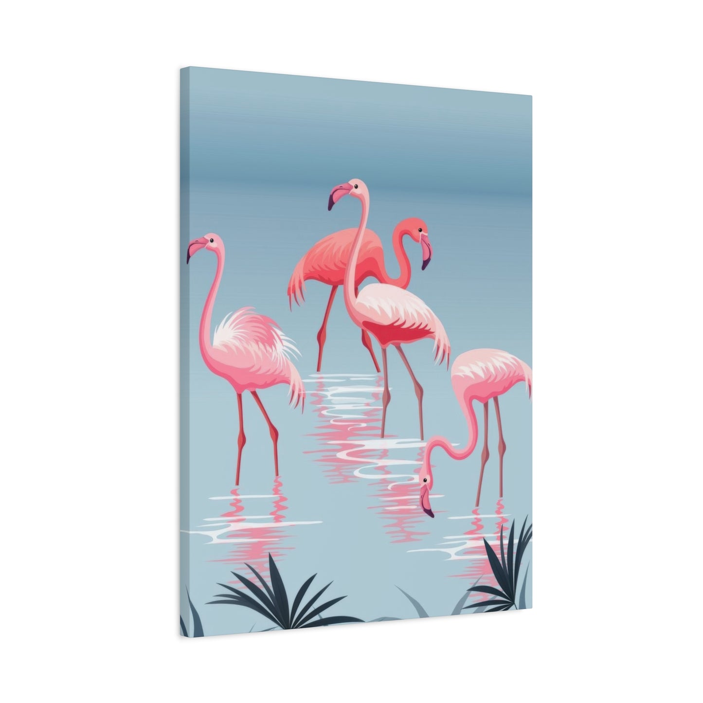 Flamingo Flock In Water Wall Art & Canvas Prints