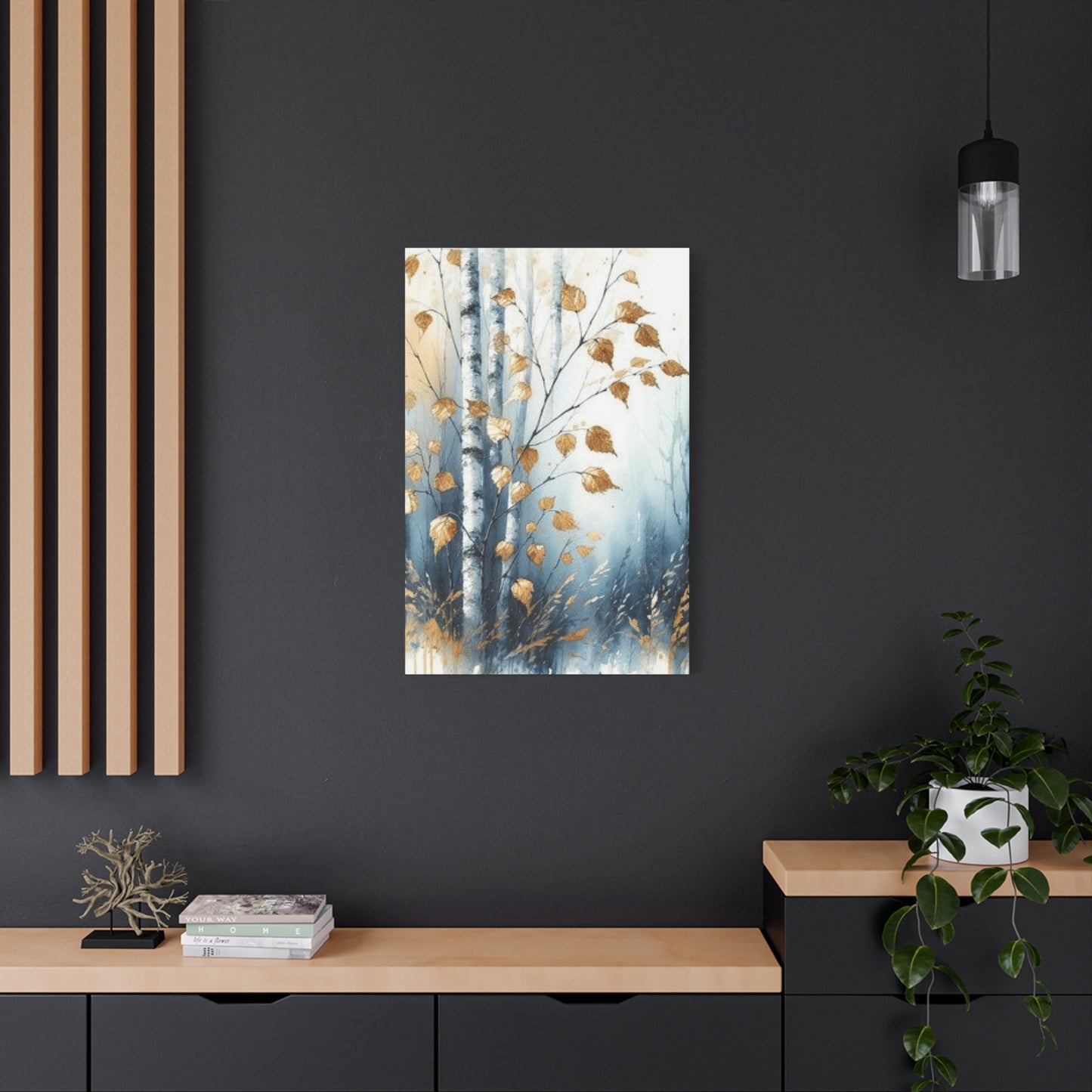 Birch Tree Trunk and Leaves Wall Art & Canvas Prints