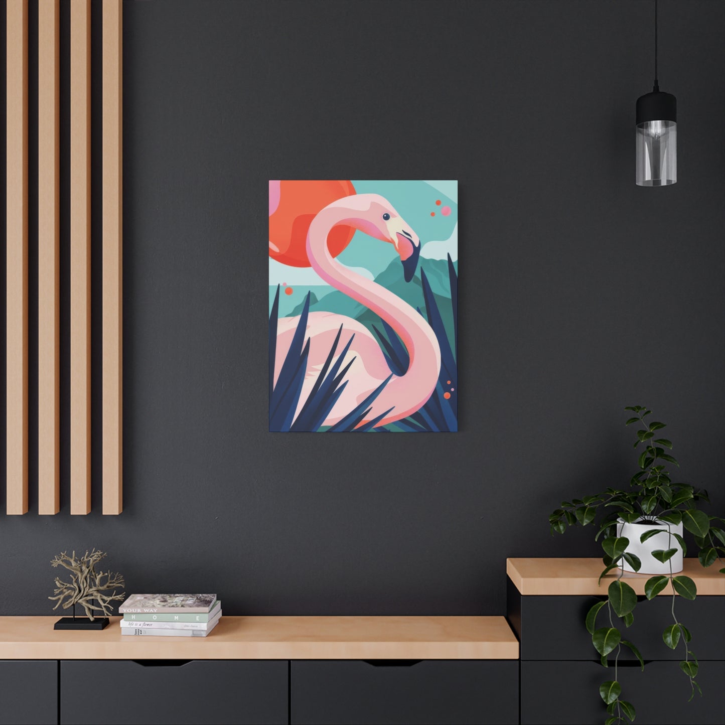 Flamingo Green Blue Wall Art & Canvas Prints