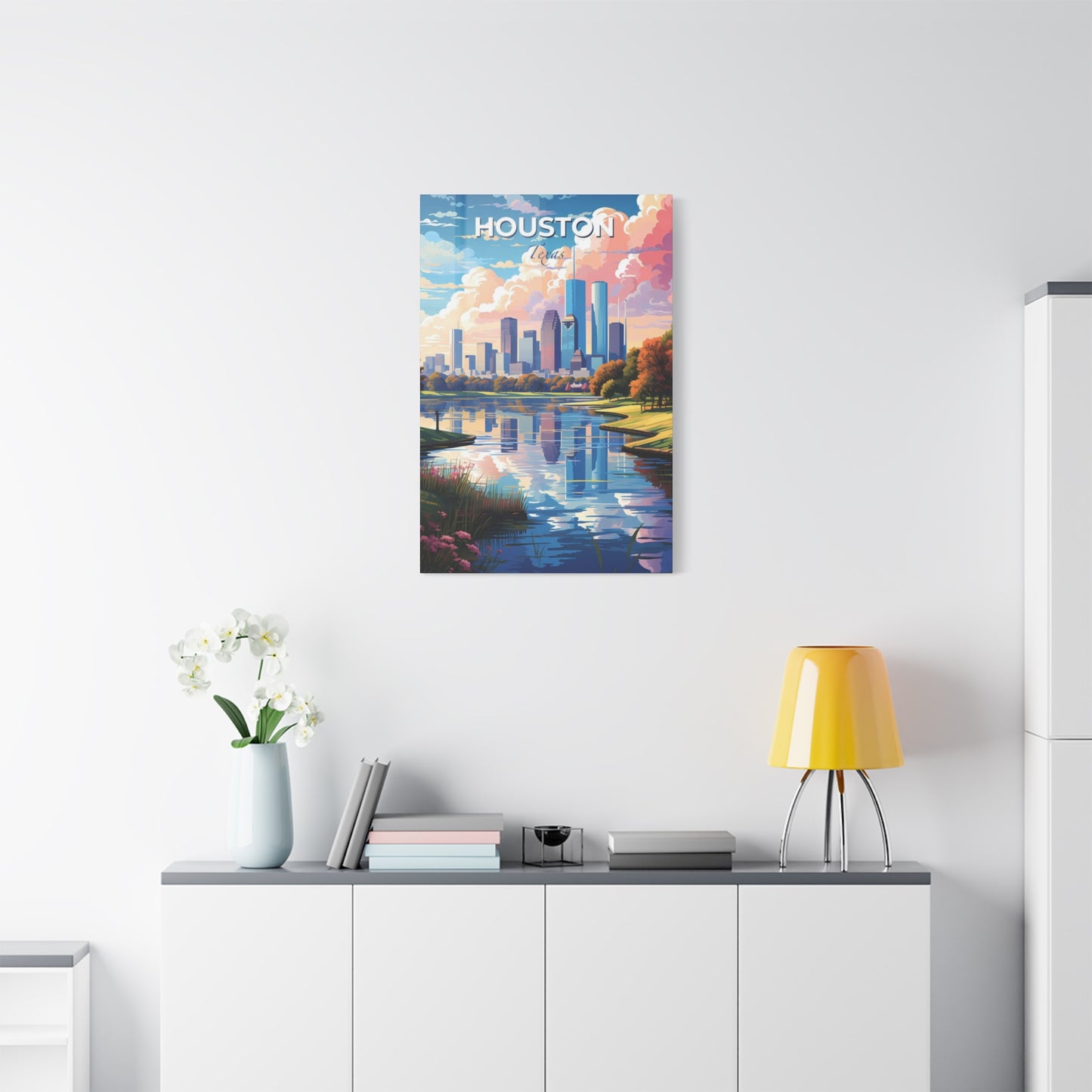 Houston Skyline Riverside Wall Art & Canvas Prints