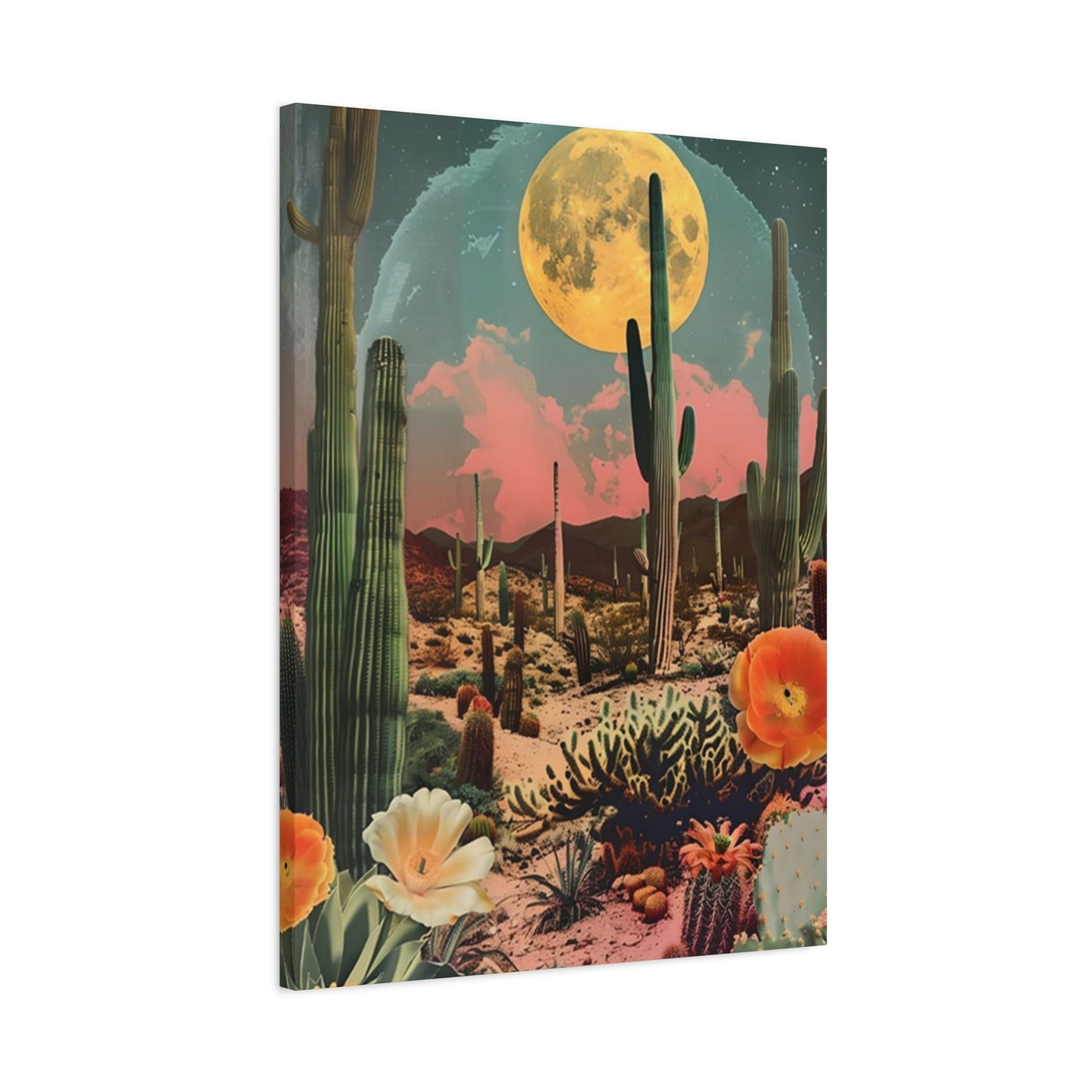 Moon Cactus And Flowers Wall Art & Canvas Prints