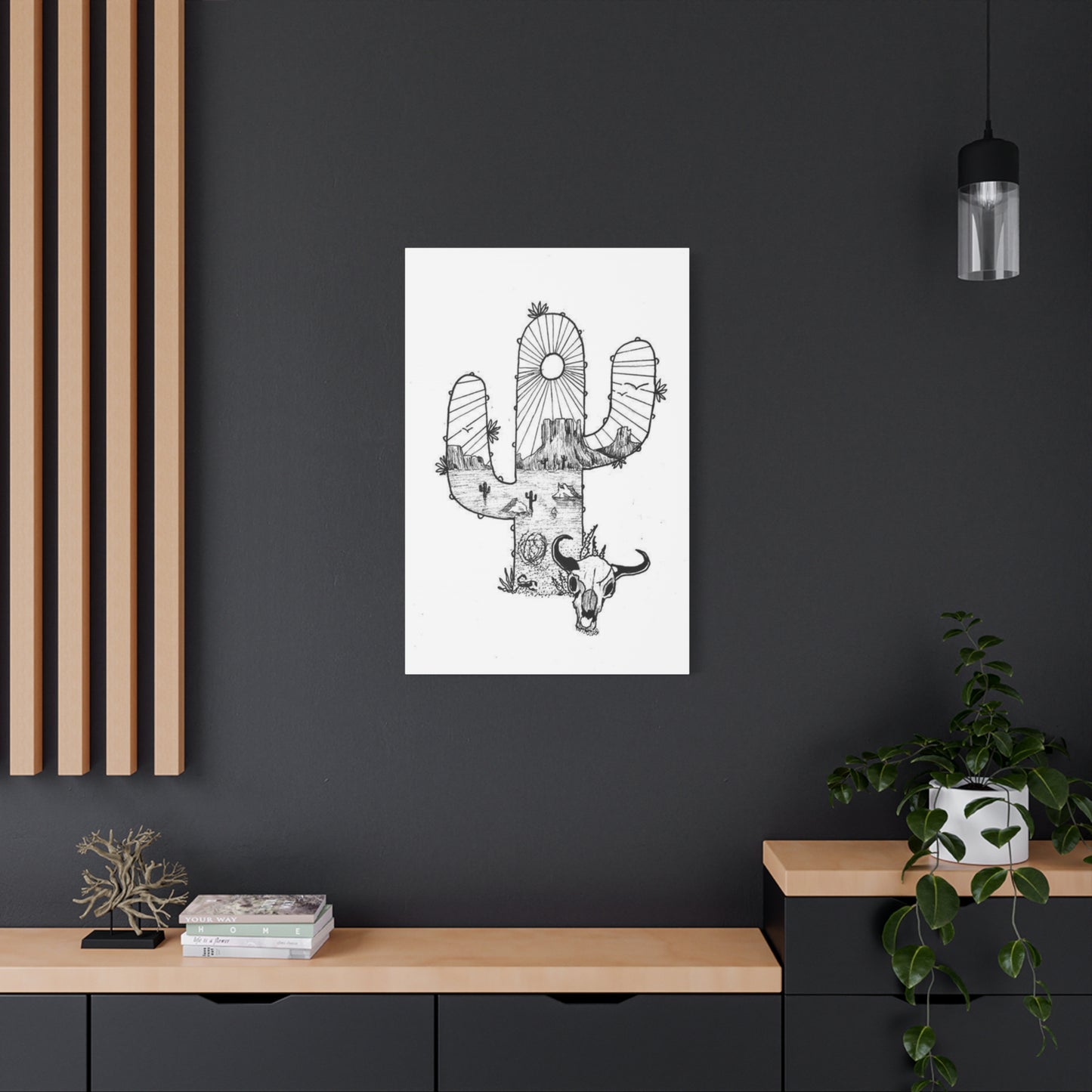 Texas In Cactus Drawing Wall Art & Canvas Prints