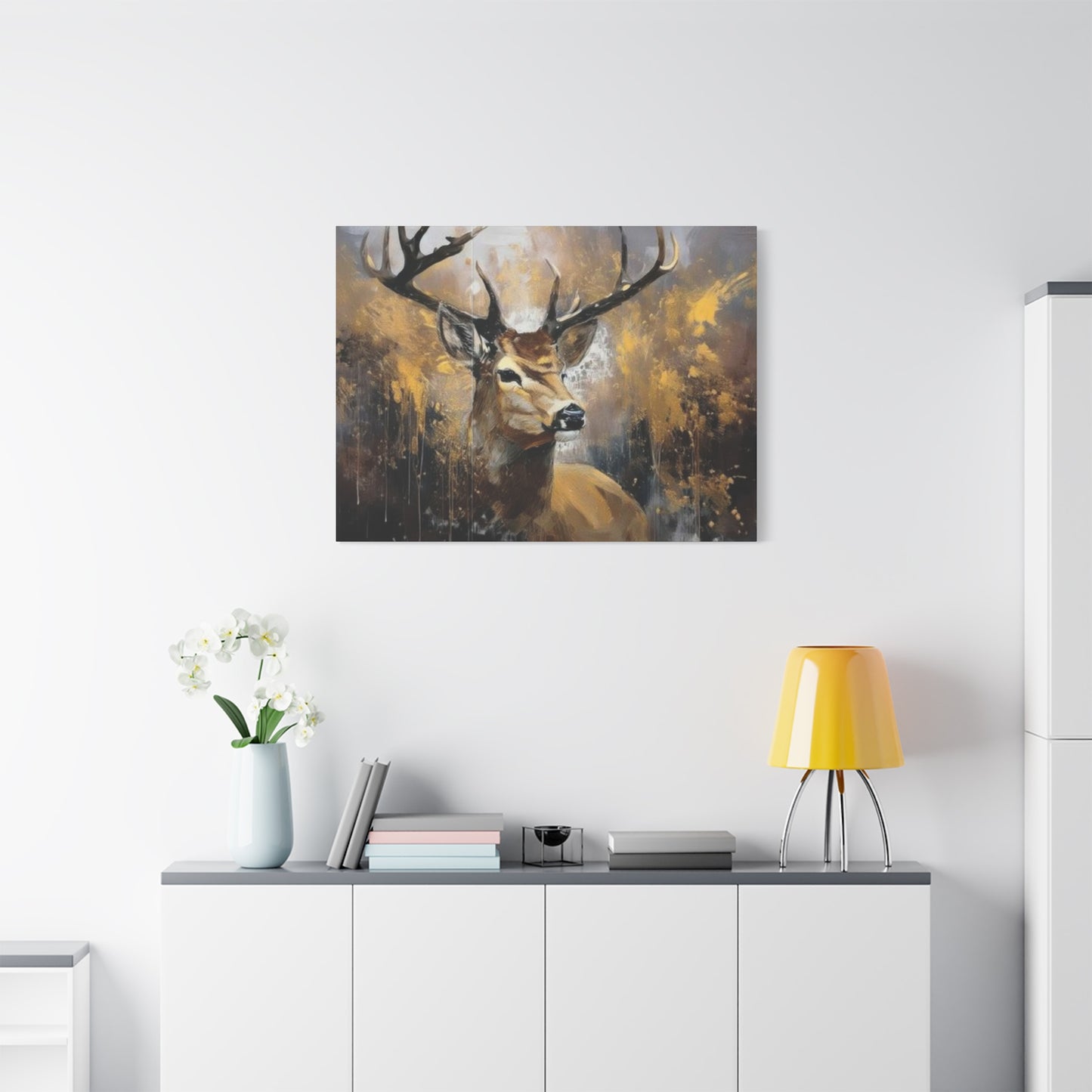 Reindeer Golden Painting Wall Art & Canvas Prints