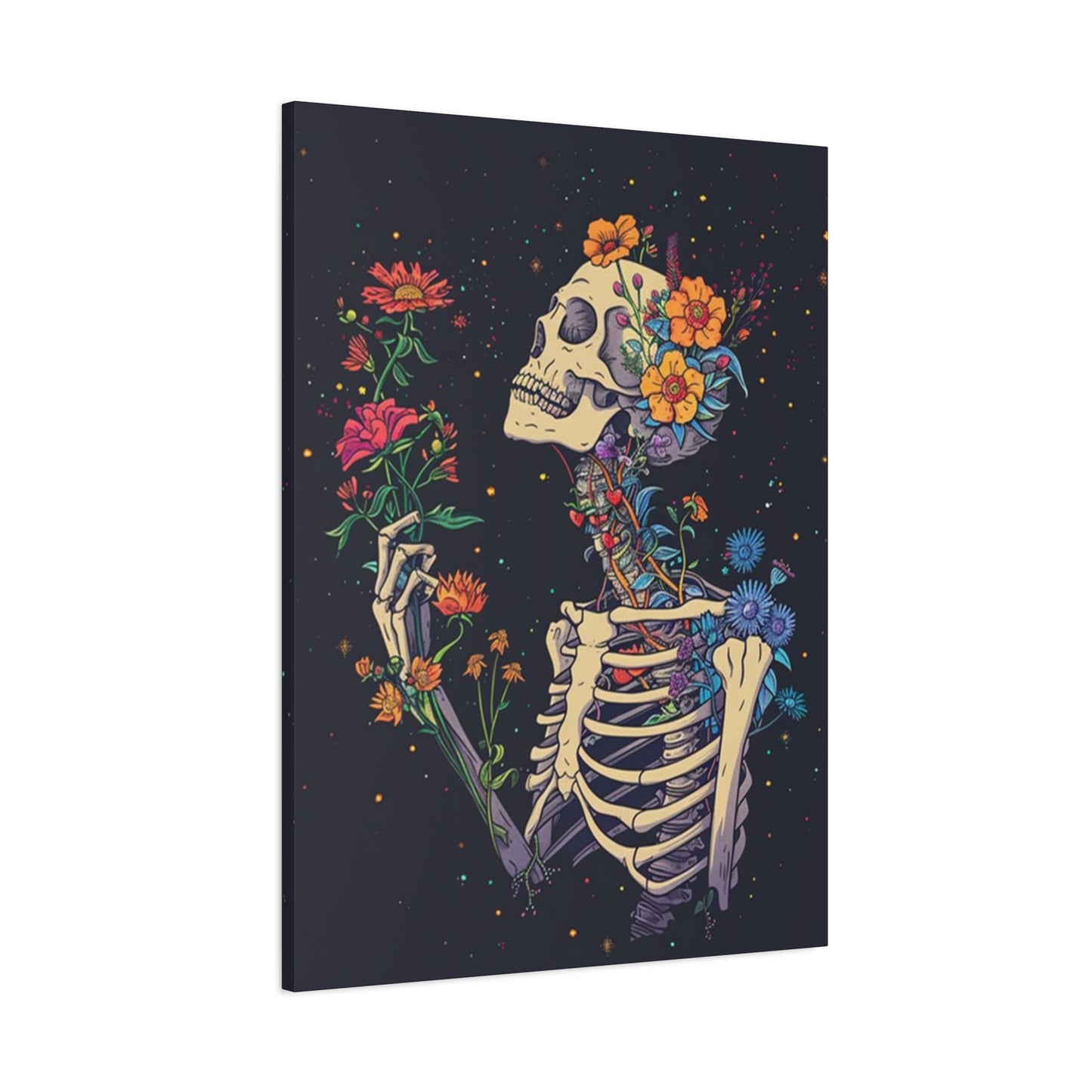 Flower On Skeleton Wall Art & Canvas Prints