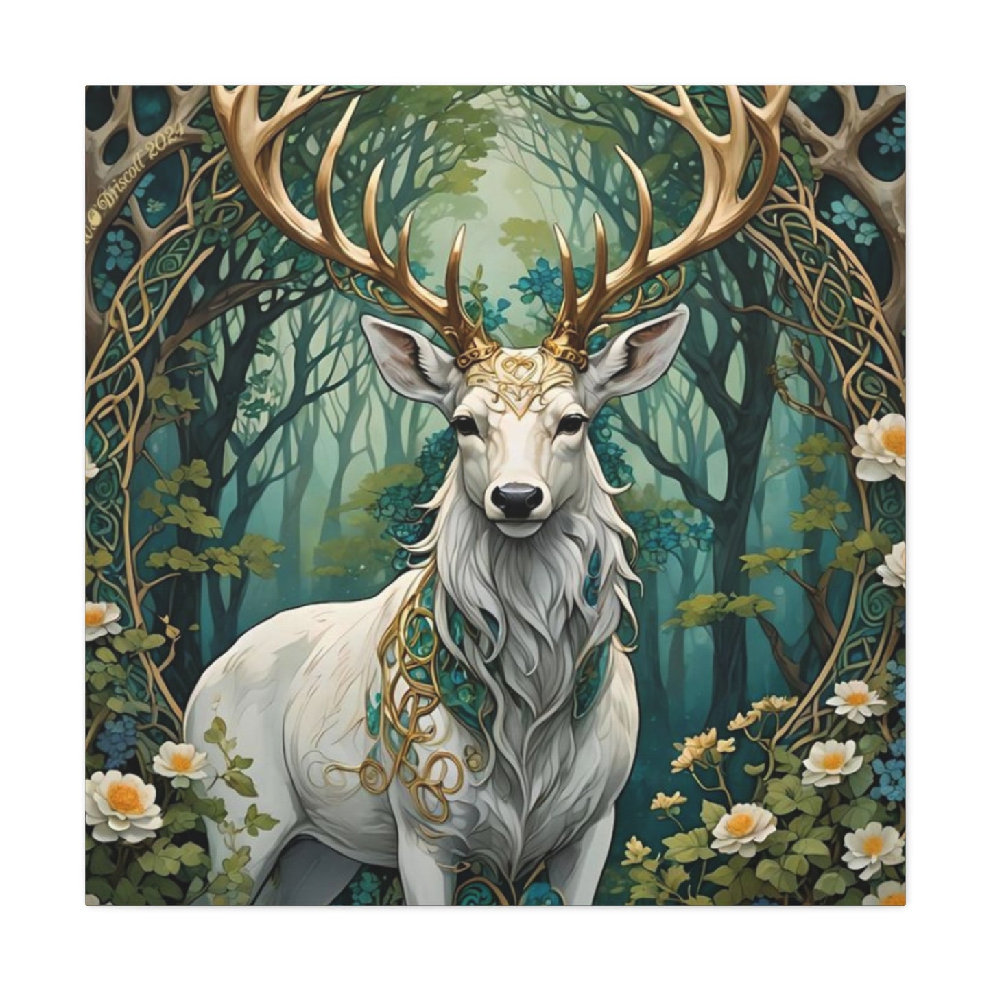 Deer with Flower Wall Art & Canvas Prints