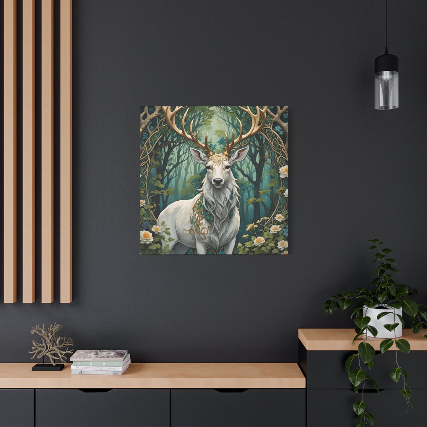 Deer with Flower Wall Art & Canvas Prints