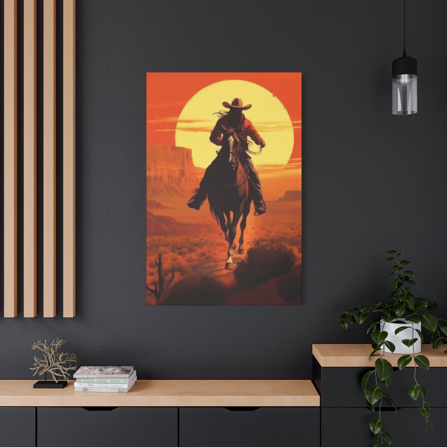 Cowboy Through Sunset Wall Art & Canvas Prints