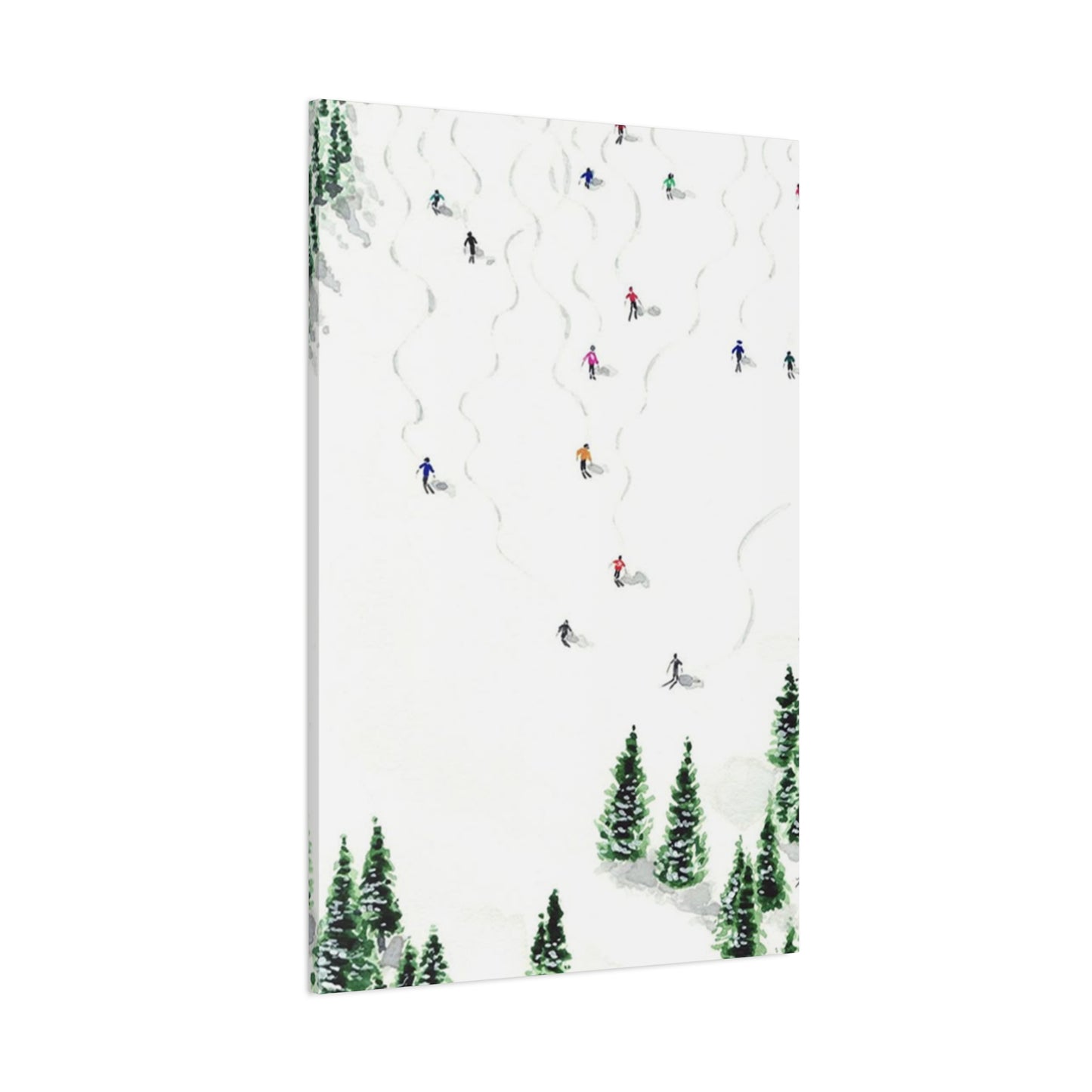 Skiing With Pine Trees Wall Art & Canvas Prints