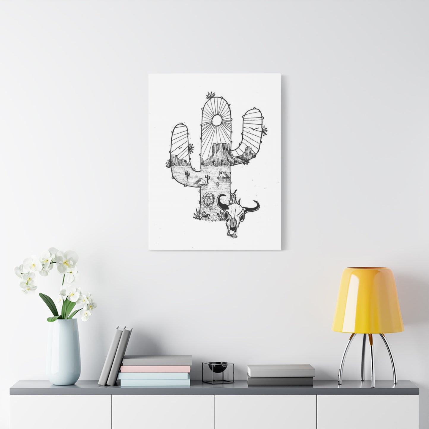 Texas In Cactus Drawing Wall Art & Canvas Prints