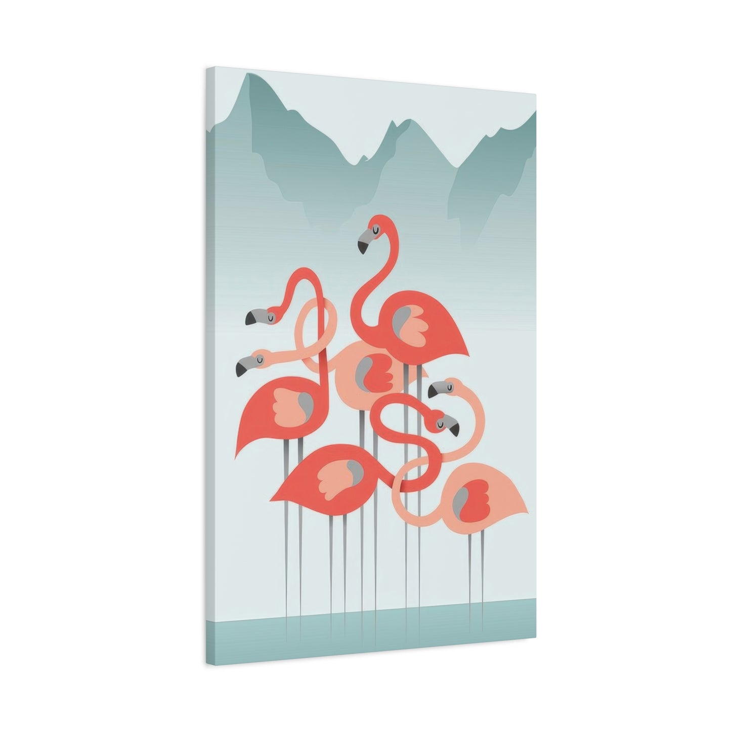Flamingo Flock Aqua Wall Art & Canvas Prints