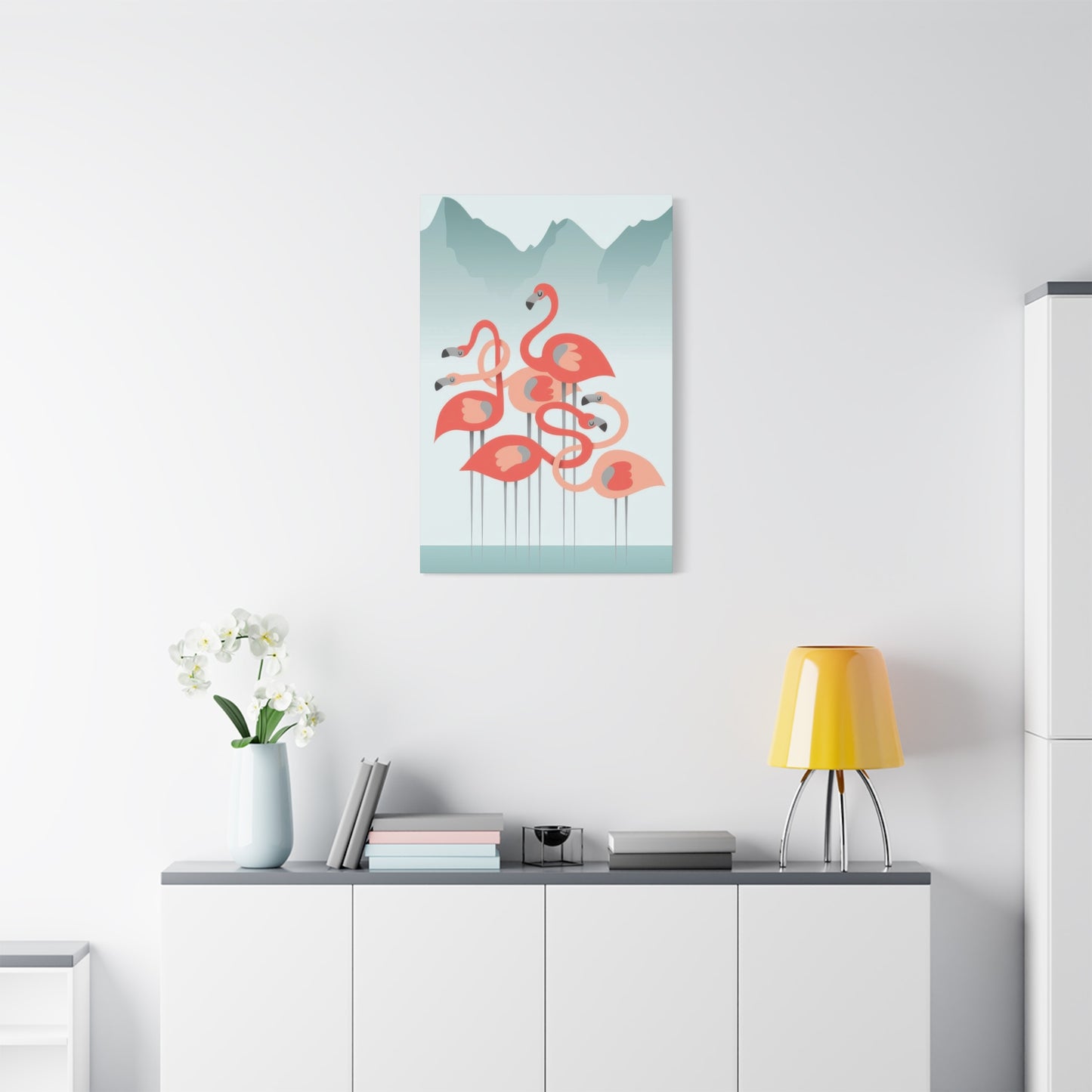 Flamingo Flock Aqua Wall Art & Canvas Prints