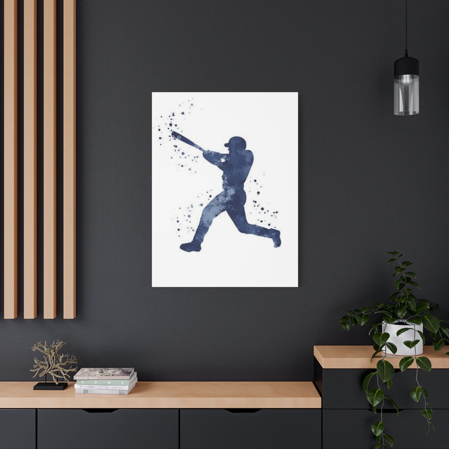 Blue Baseball Player Silhoutte Wall Art & Canvas Prints