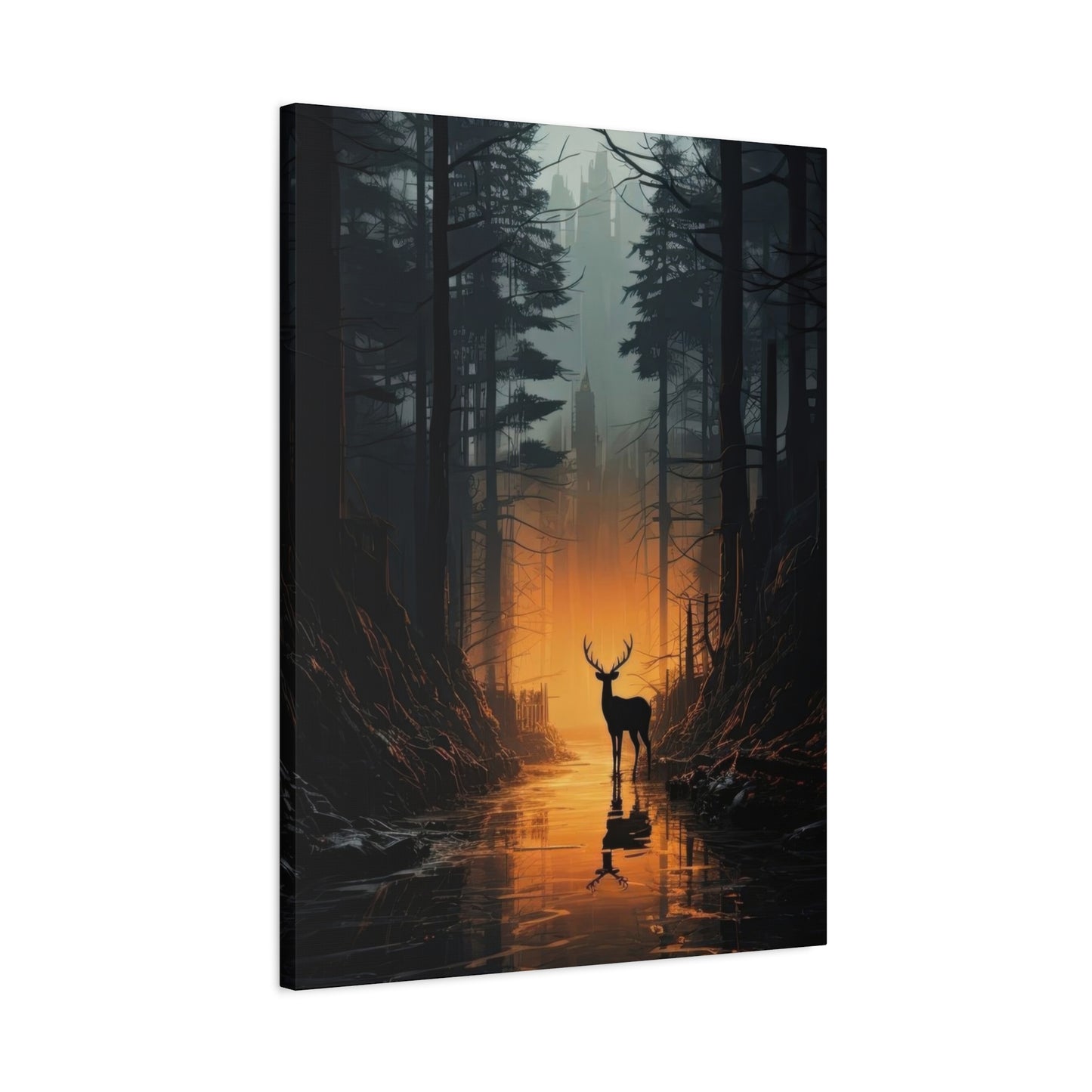 Forest Dark Deer Silhouette Wall Art & Canvas Prints