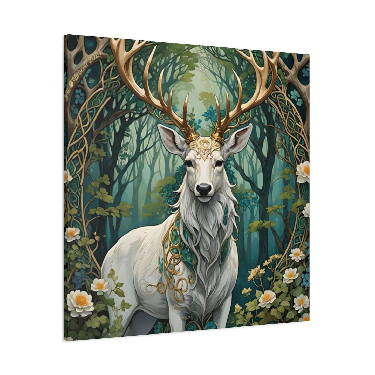 Deer with Flower Wall Art & Canvas Prints