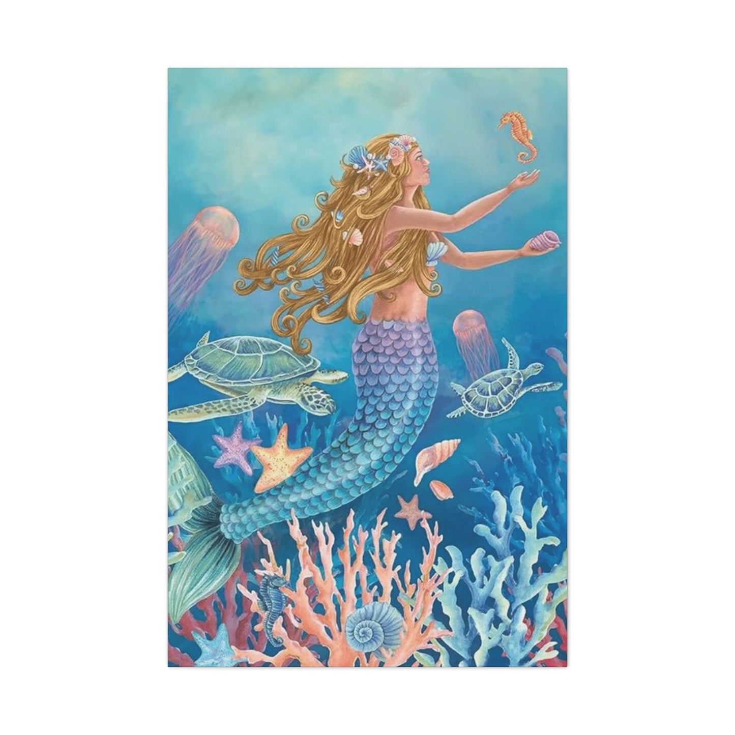 A Mermaid Playing In The Ocean Wall Art & Canvas Prints
