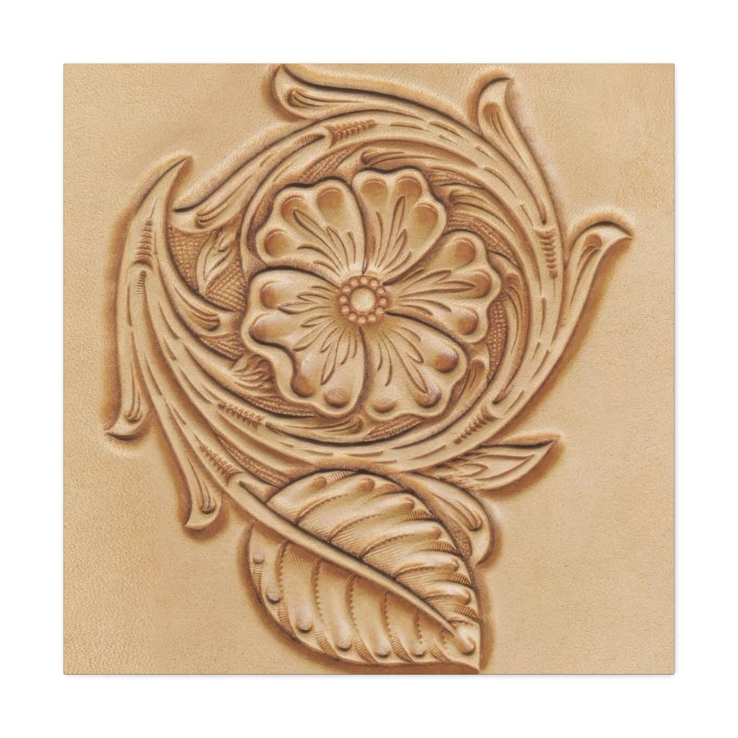 Flower On Leather Wall Art & Canvas Prints