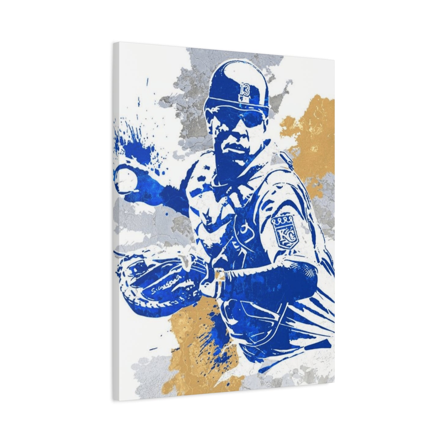 Baseball Fielder Splash Painting Wall Art & Canvas Prints