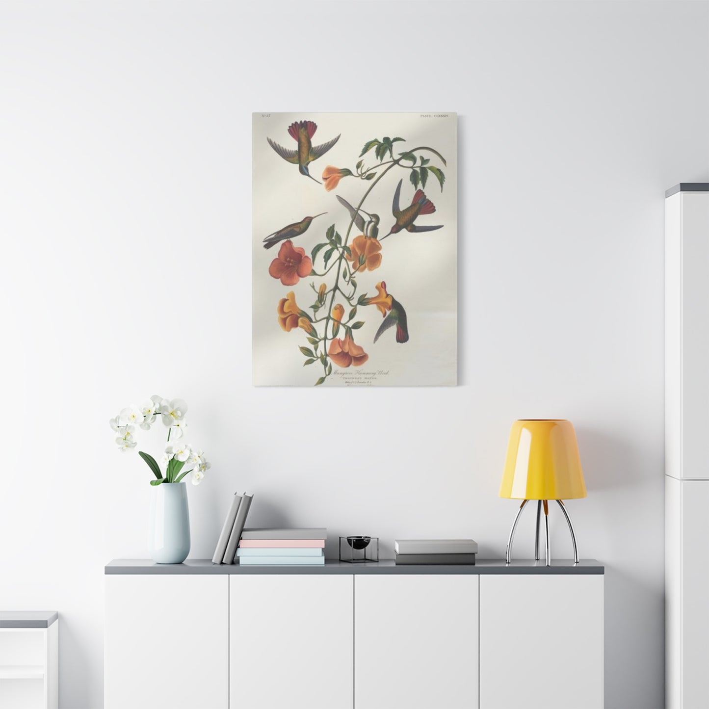 Humming Bird On Plant Painting Wall Art & Canvas Prints
