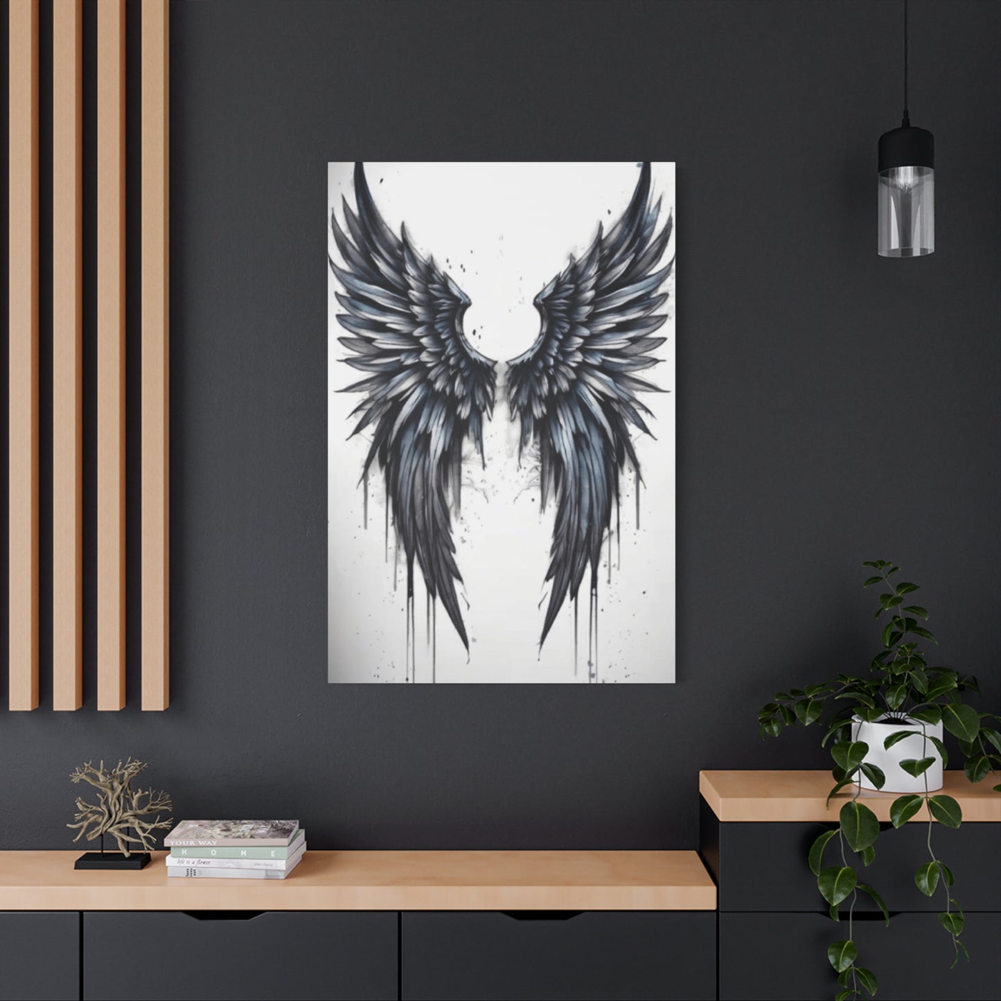 Dark Blue Angel Wings Wall Art & Canvas Prints