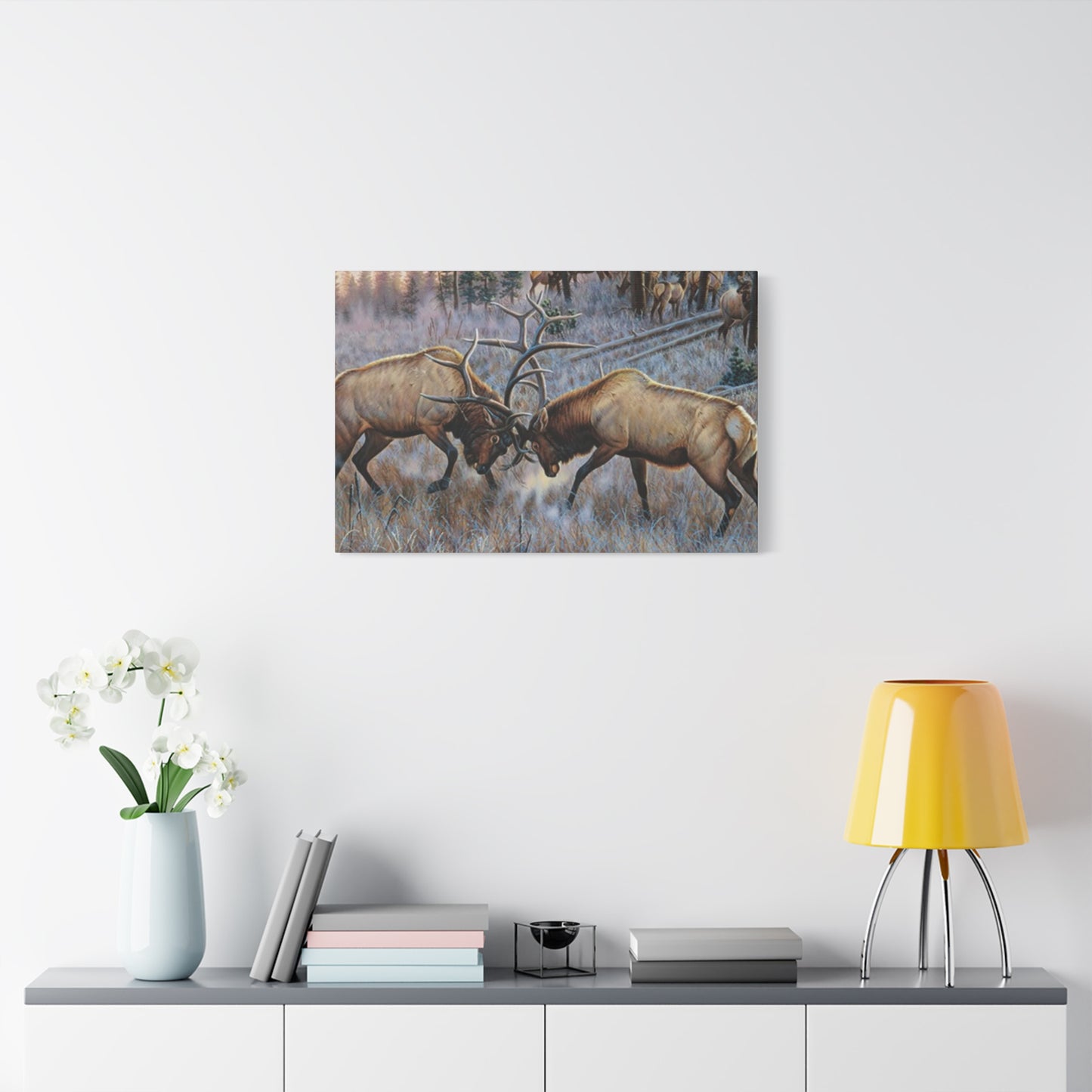 Reindeer Fighting Painting Wall Art & Canvas Prints