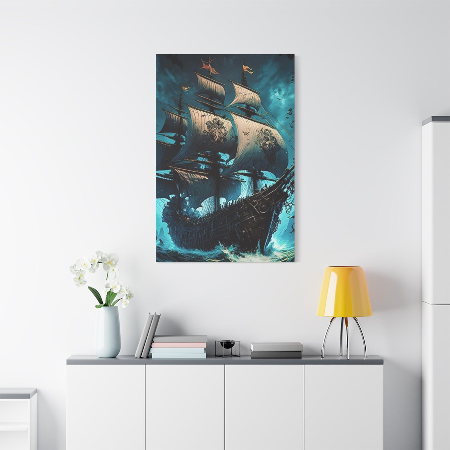 Large Ship Sailing In Night Wall Art & Canvas Prints