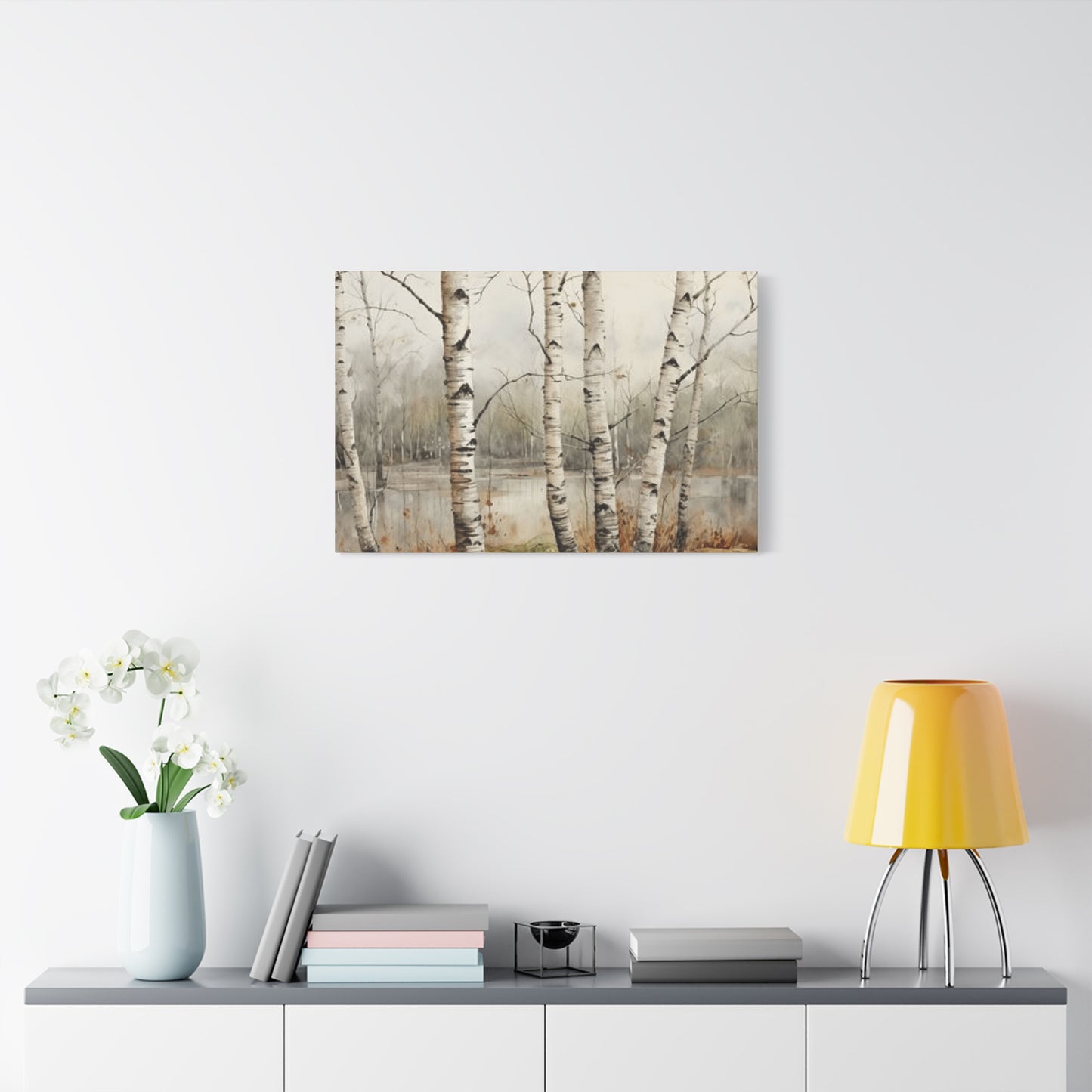Birch Trees Beside Lake Wall Art & Canvas Prints