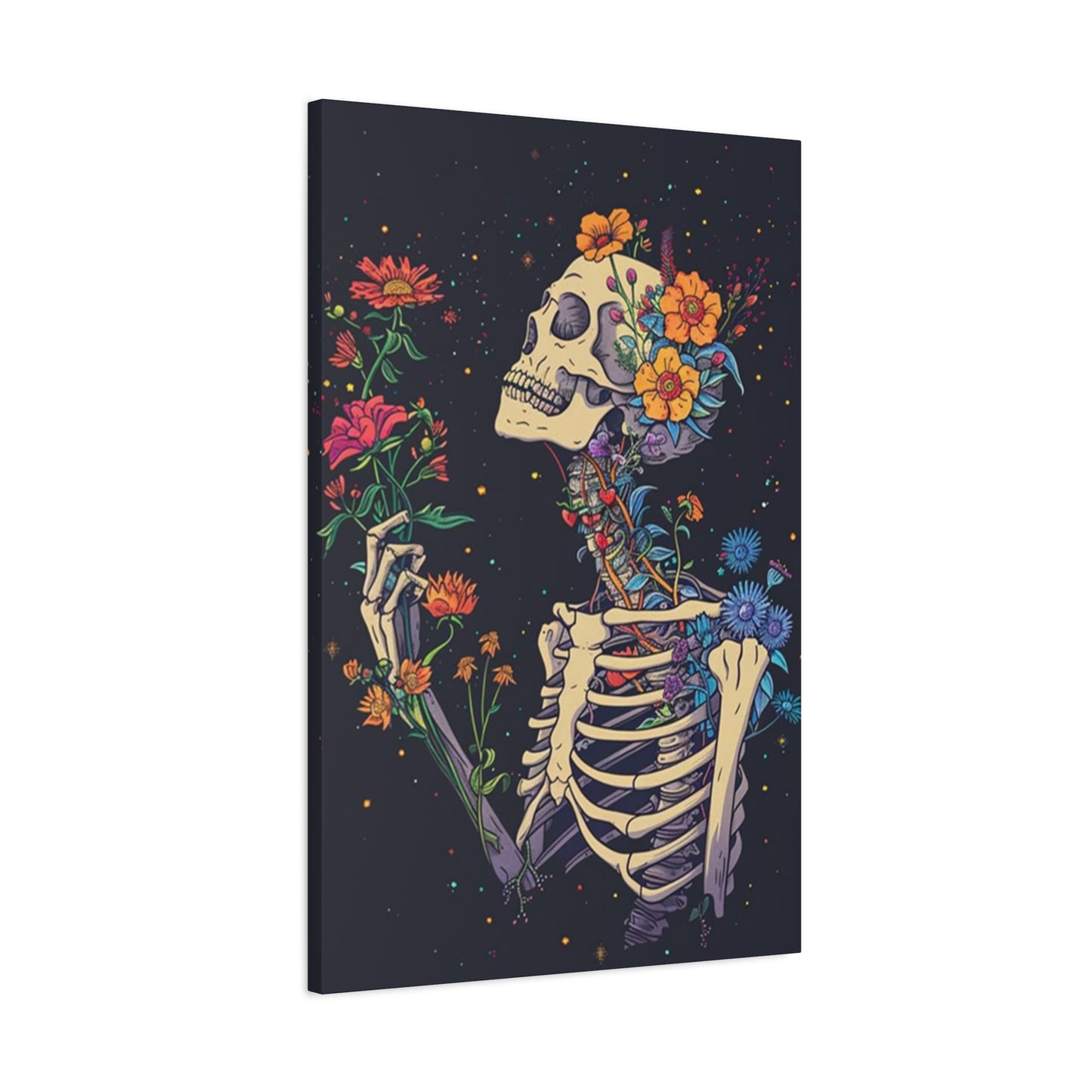 Flower On Skeleton Wall Art & Canvas Prints