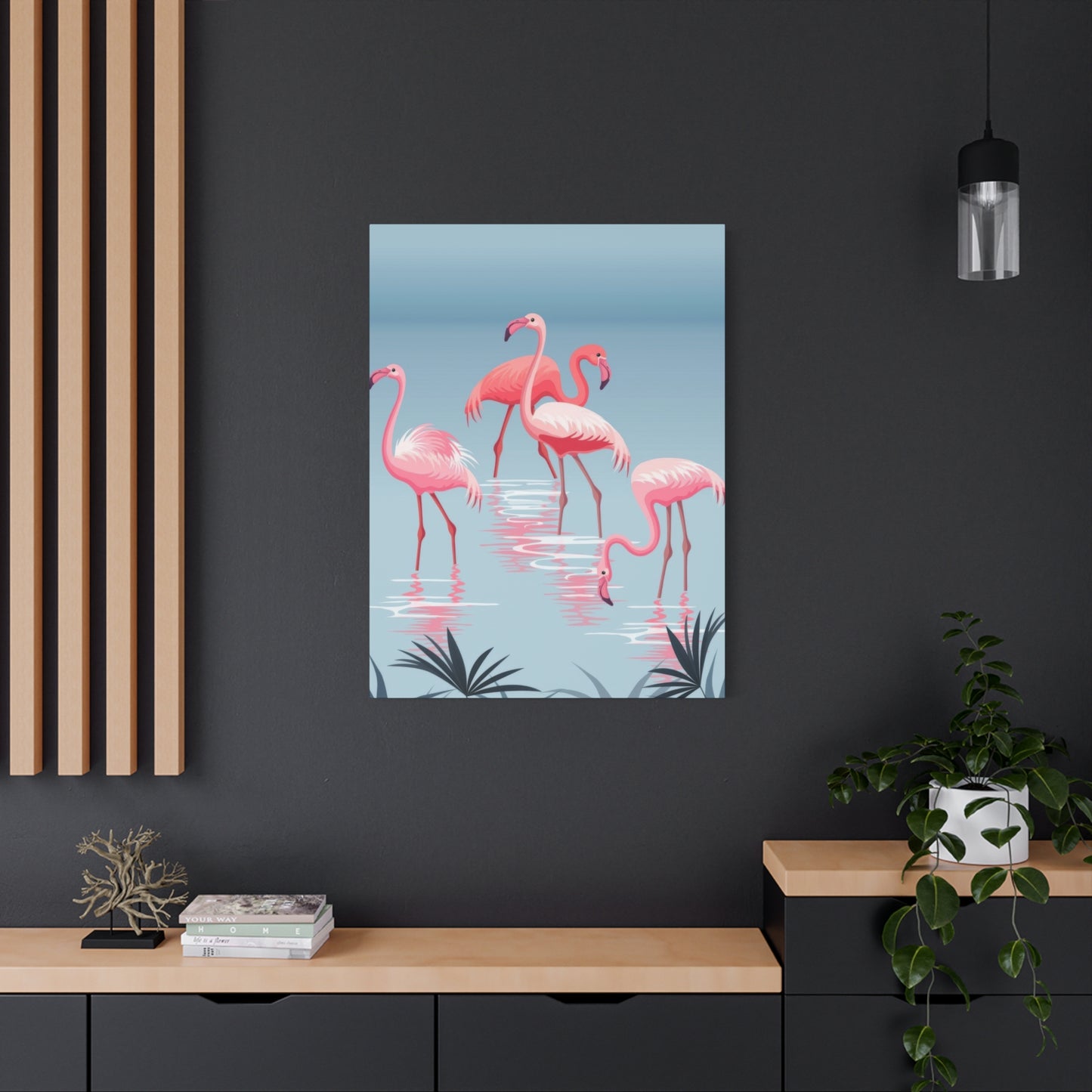 Flamingo Flock In Water Wall Art & Canvas Prints