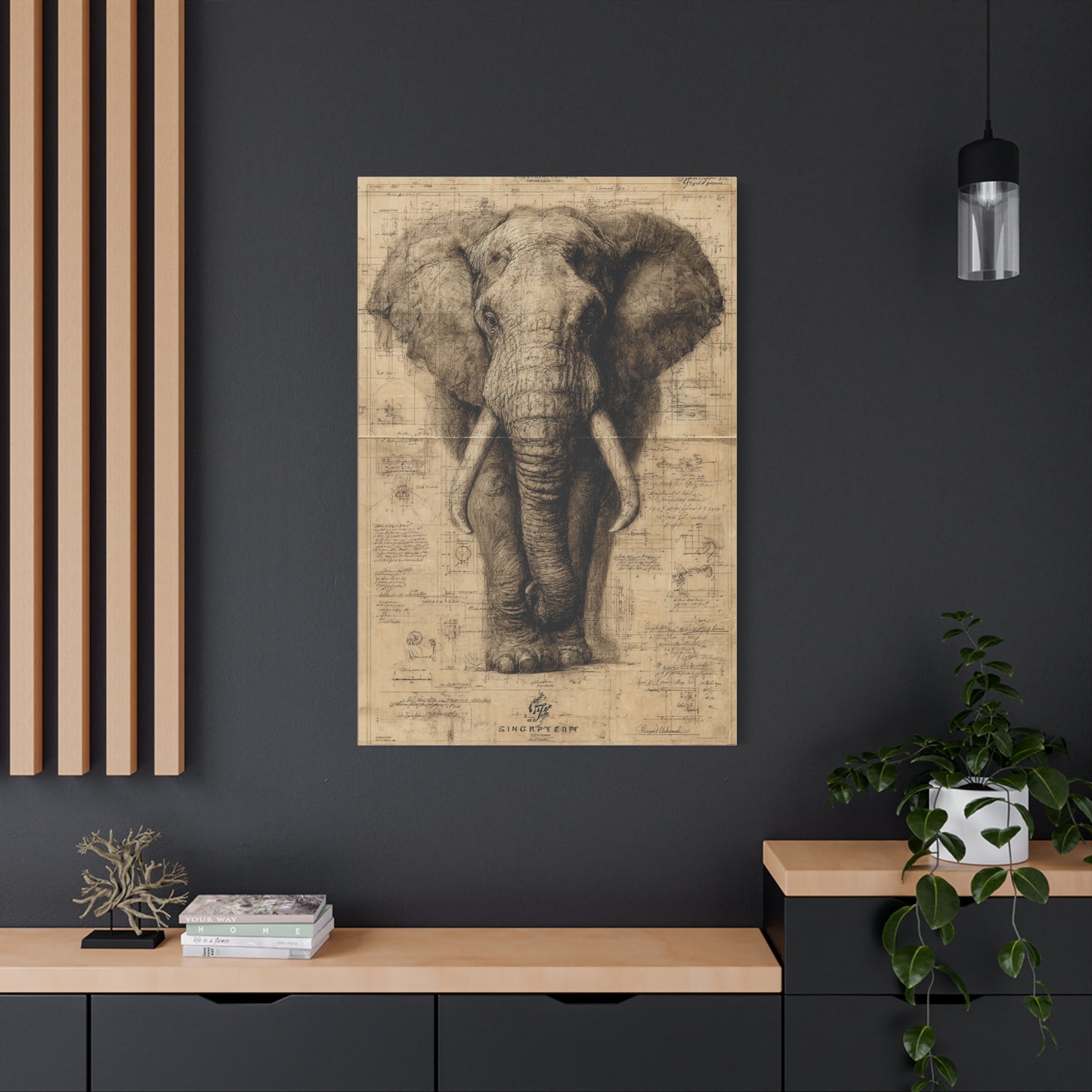 Vintage Elephant Natural History Study Wall Art & Canvas Print