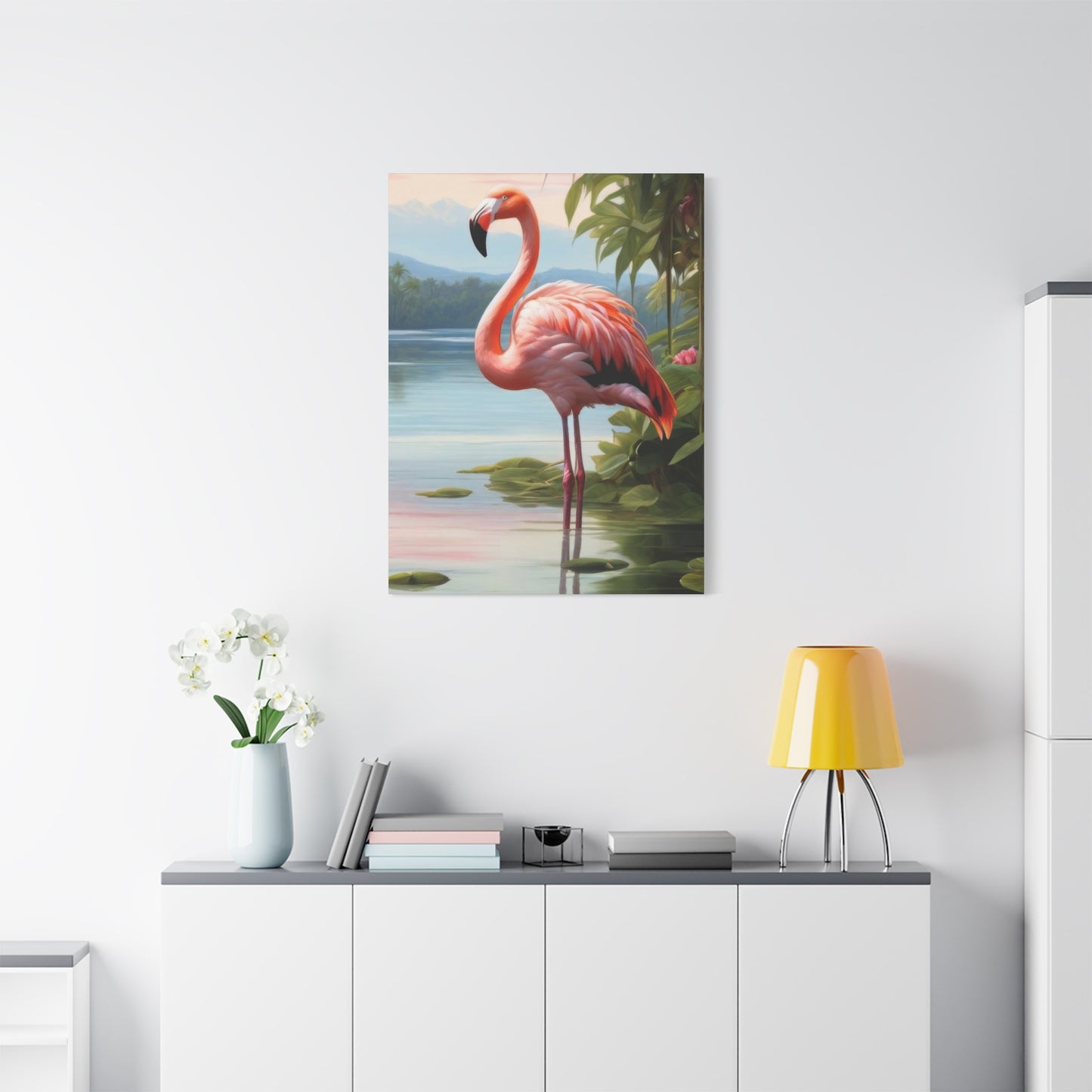 Flamingo In Water Wall Art & Canvas Prints