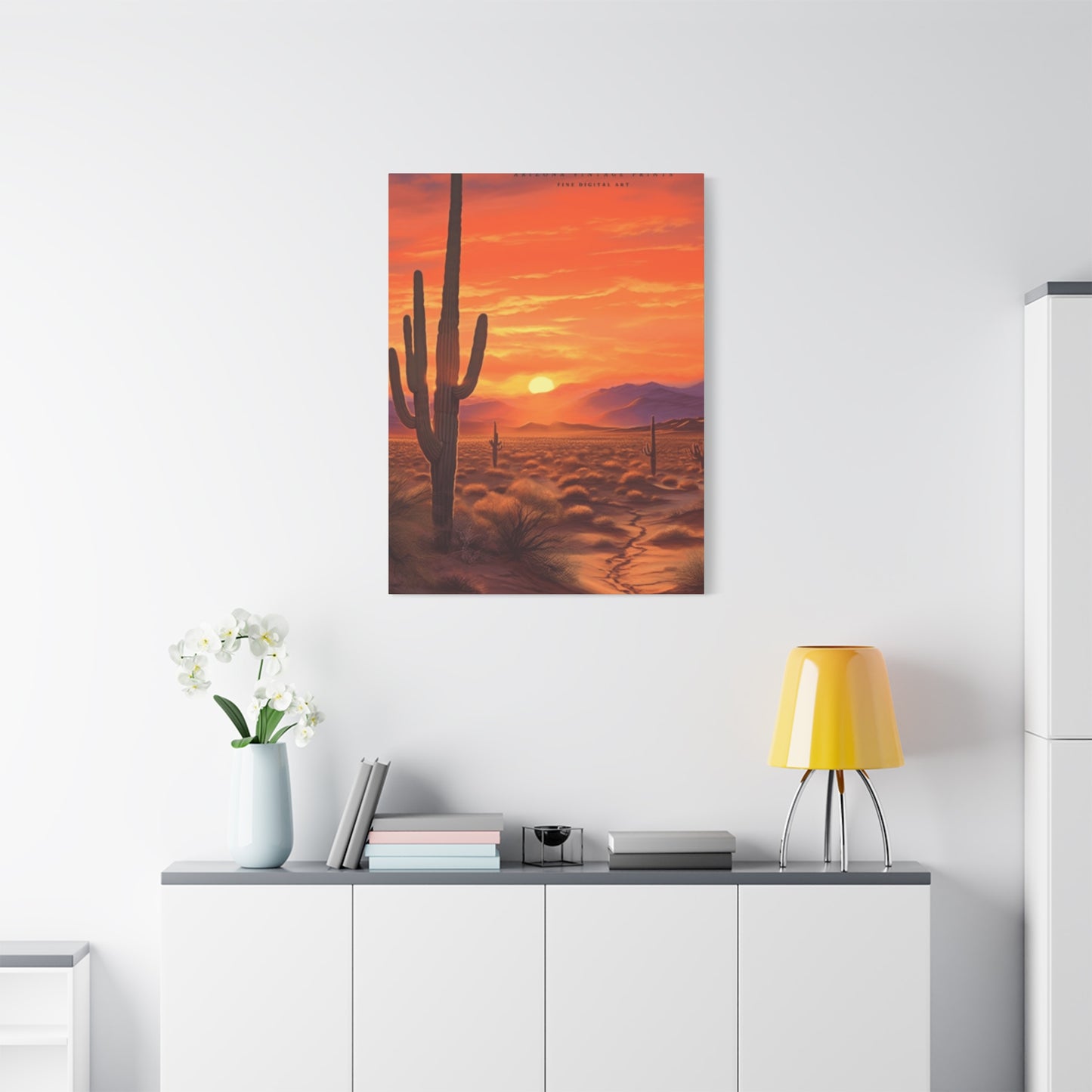 Cactus and Sunset in Desert Wall Art & Canvas Prints