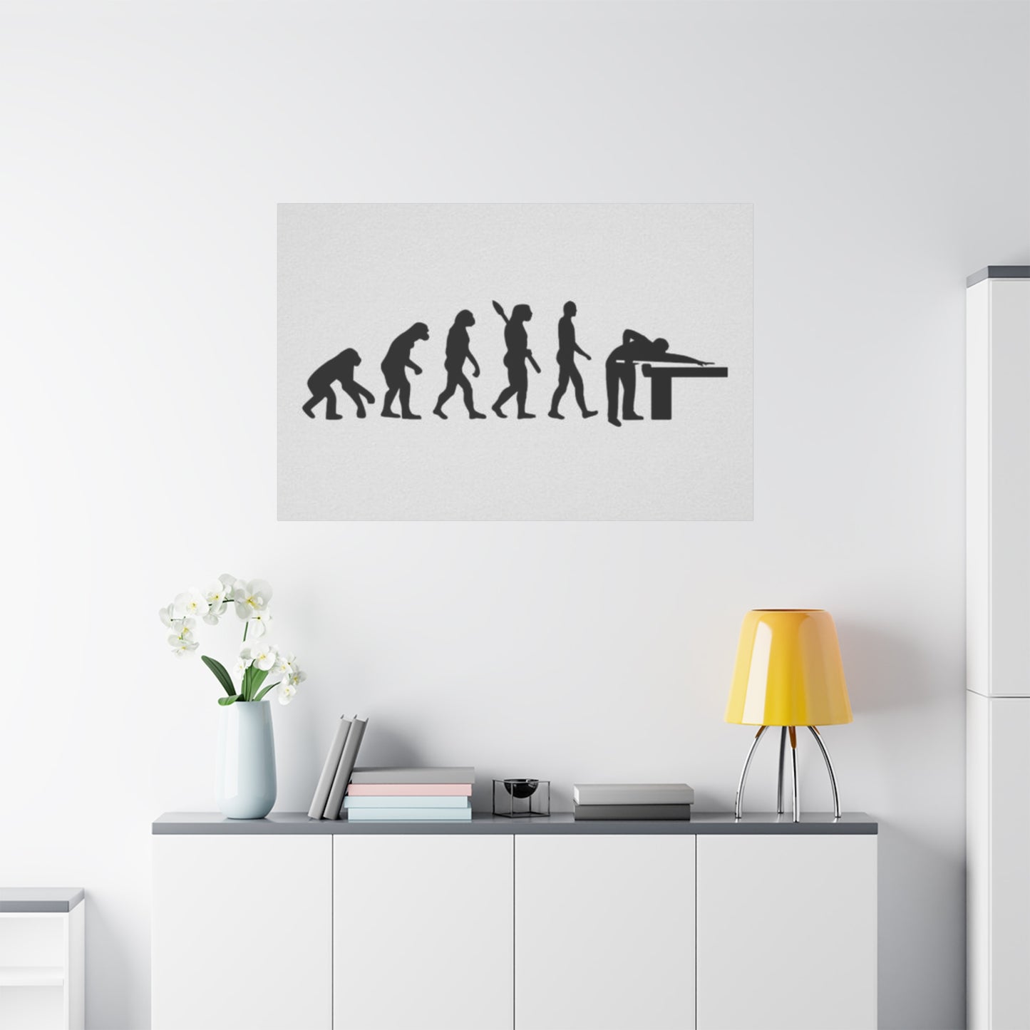 Evolution to Playing Pool Wall Art & Canvas Prints