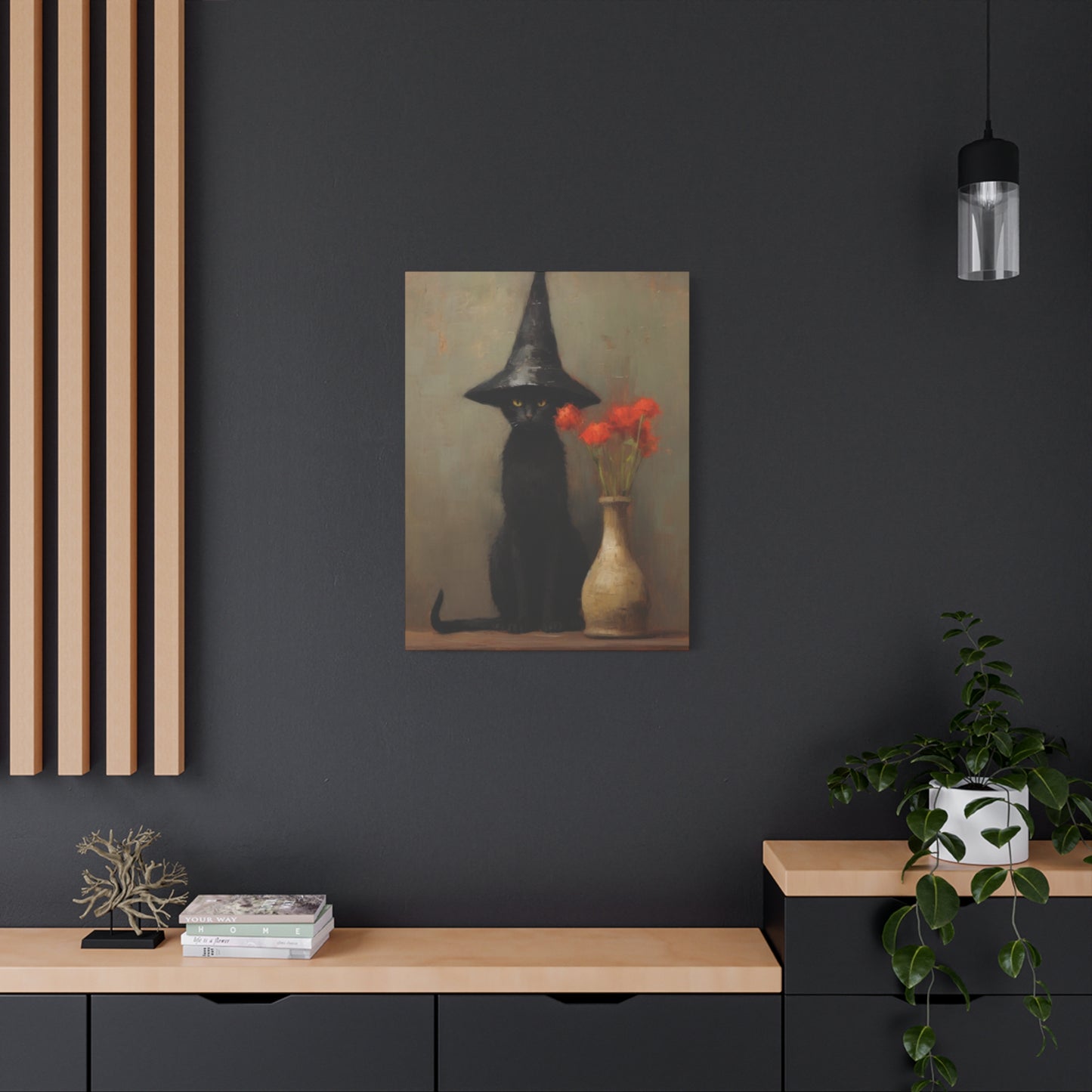 Black Cat With Hat Wall Art & Canvas Prints