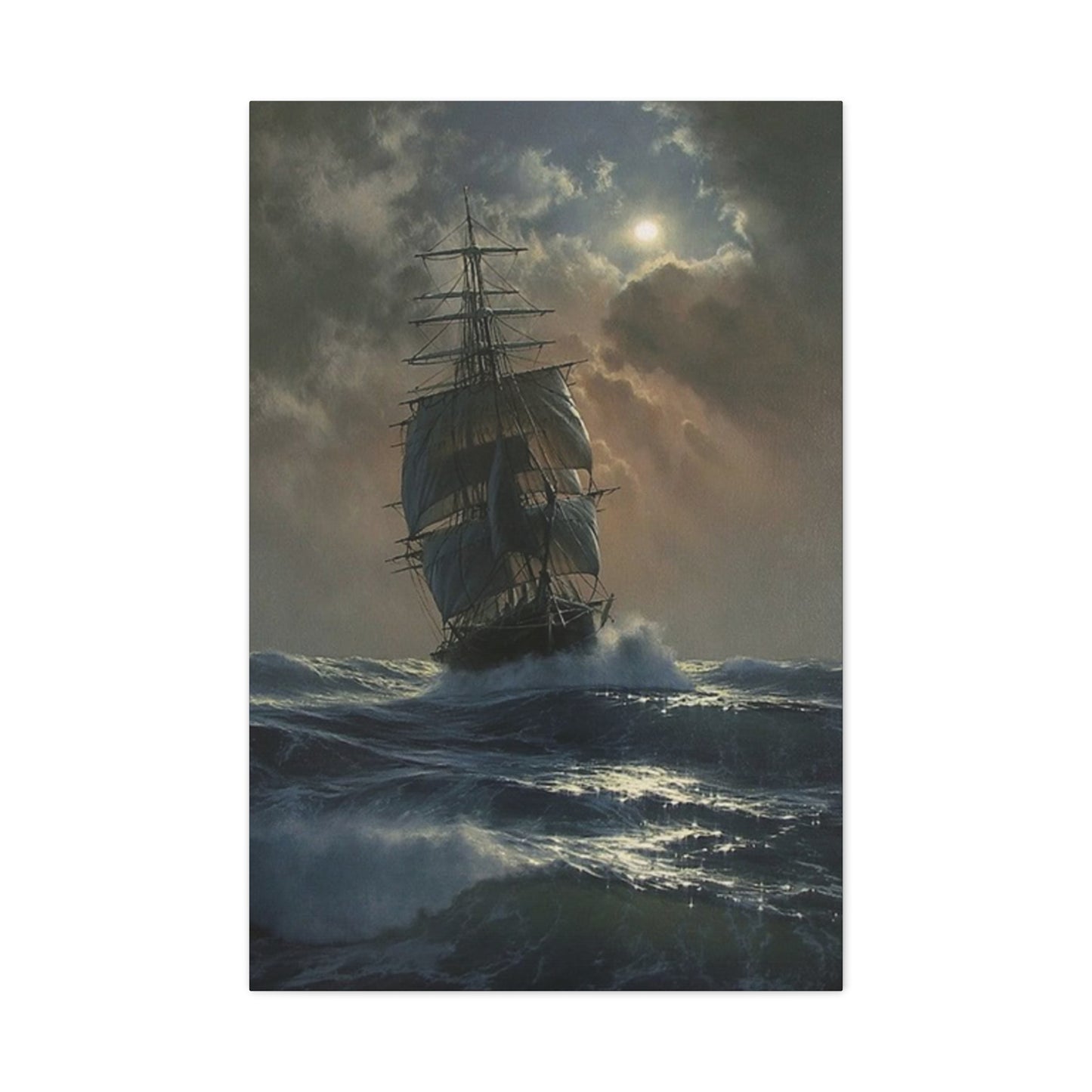 Ship Sailing In Sea At Night Wall Art & Canvas Prints