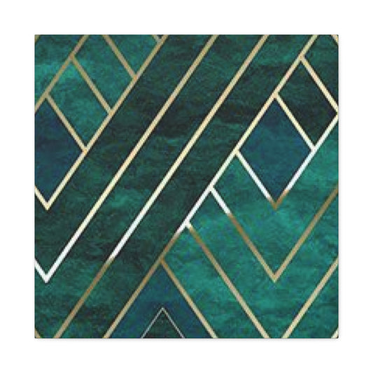 Golden Strips Olive Green Diagonal Patterns Wall Art & Canvas Prints