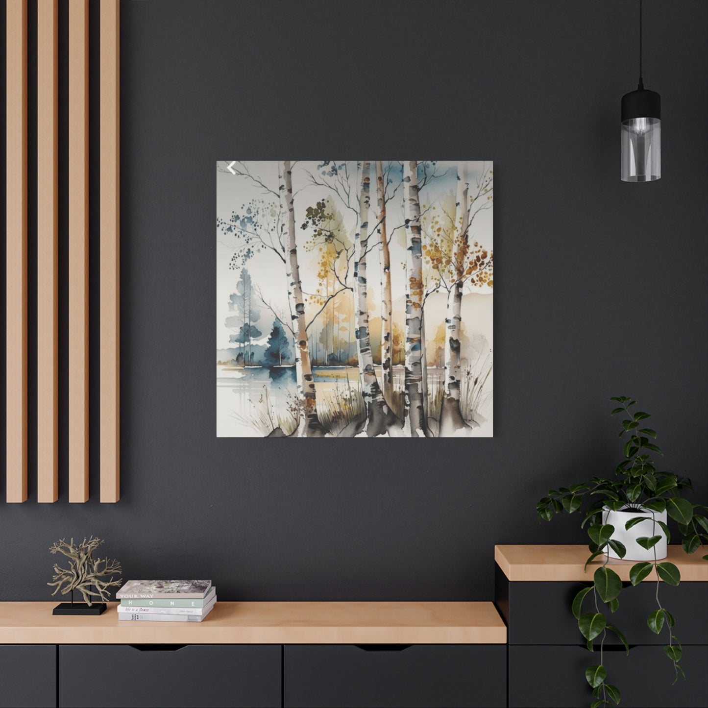 Blue and Orange Birch Tree Painting Wall Art & Canvas Prints