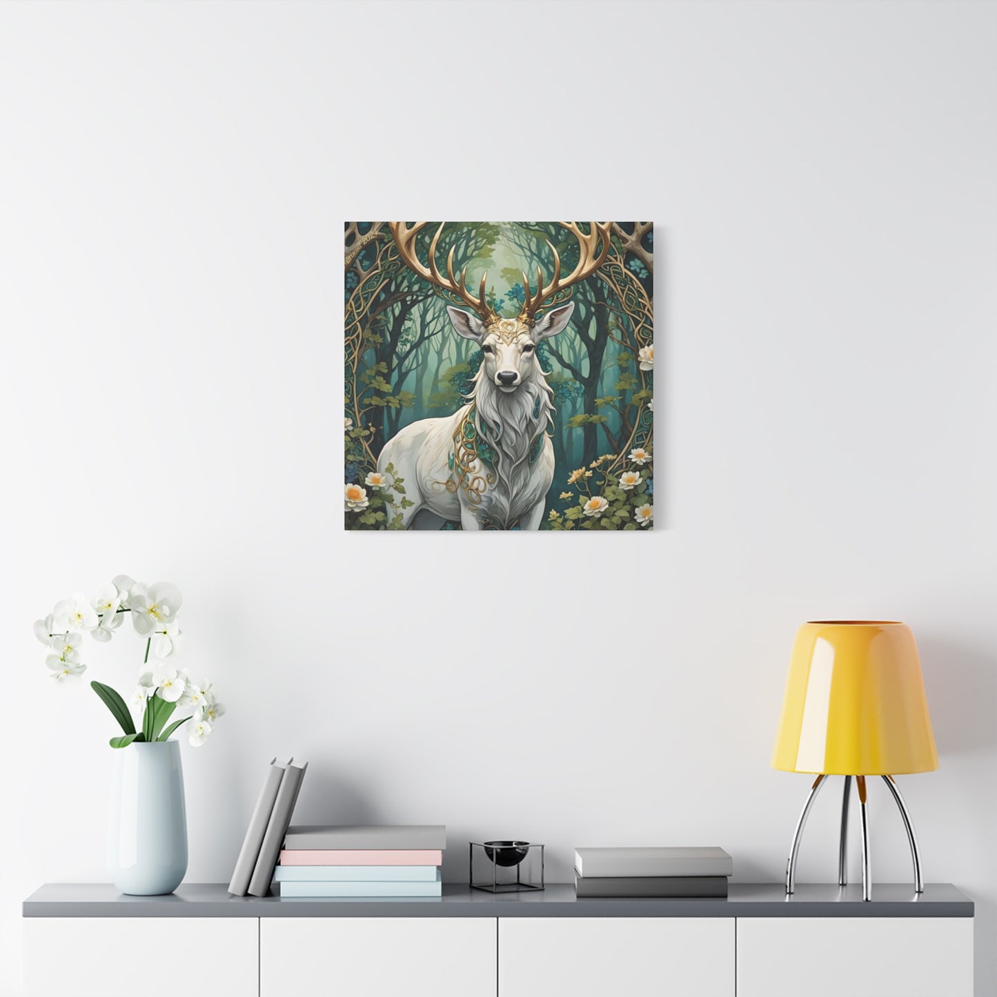 Deer with Flower Wall Art & Canvas Prints