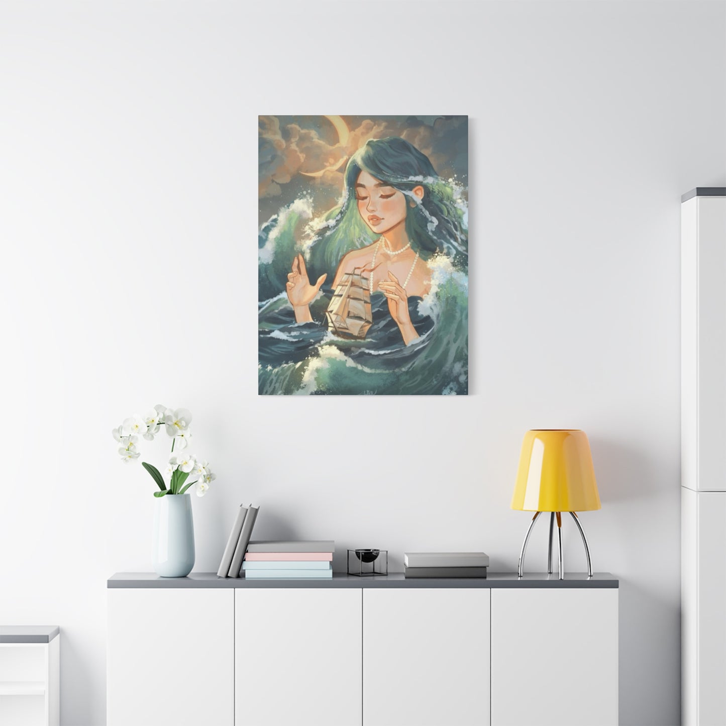 A Mermaid Playing With A Ship In Ocean Wall Art & Canvas Prints