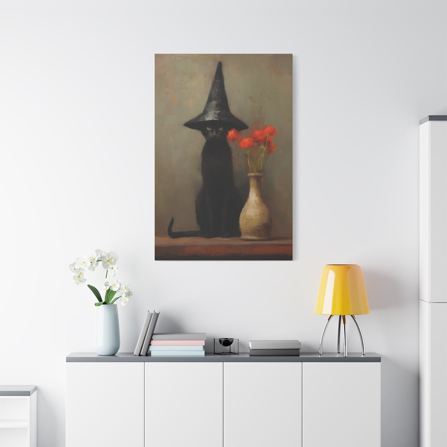 Black Cat With Hat Wall Art & Canvas Prints
