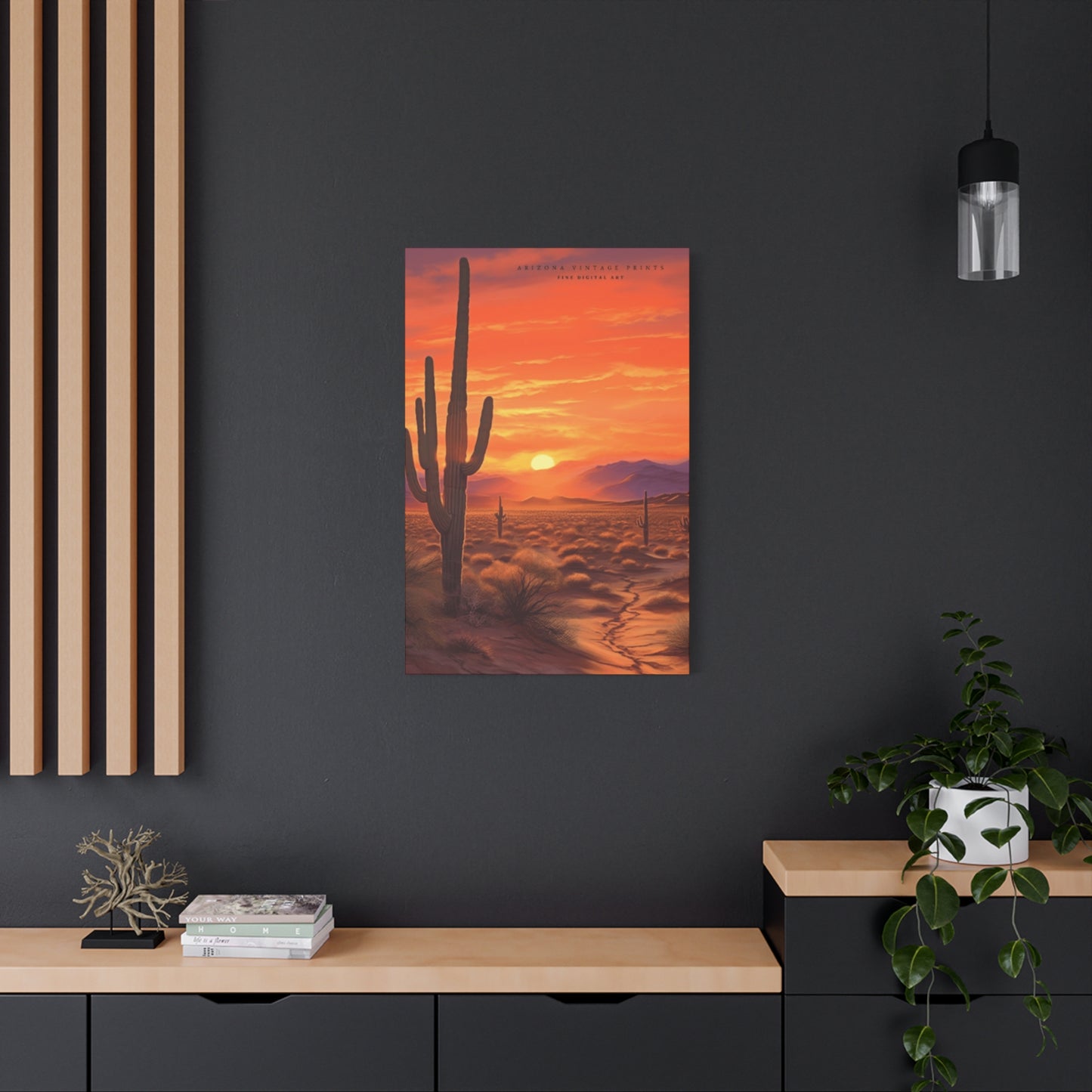 Cactus and Sunset in Desert Wall Art & Canvas Prints