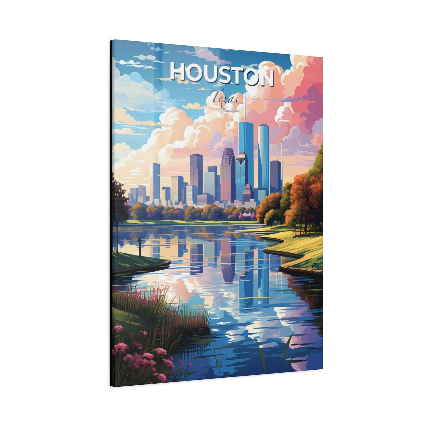 Houston Skyline Riverside Wall Art & Canvas Prints