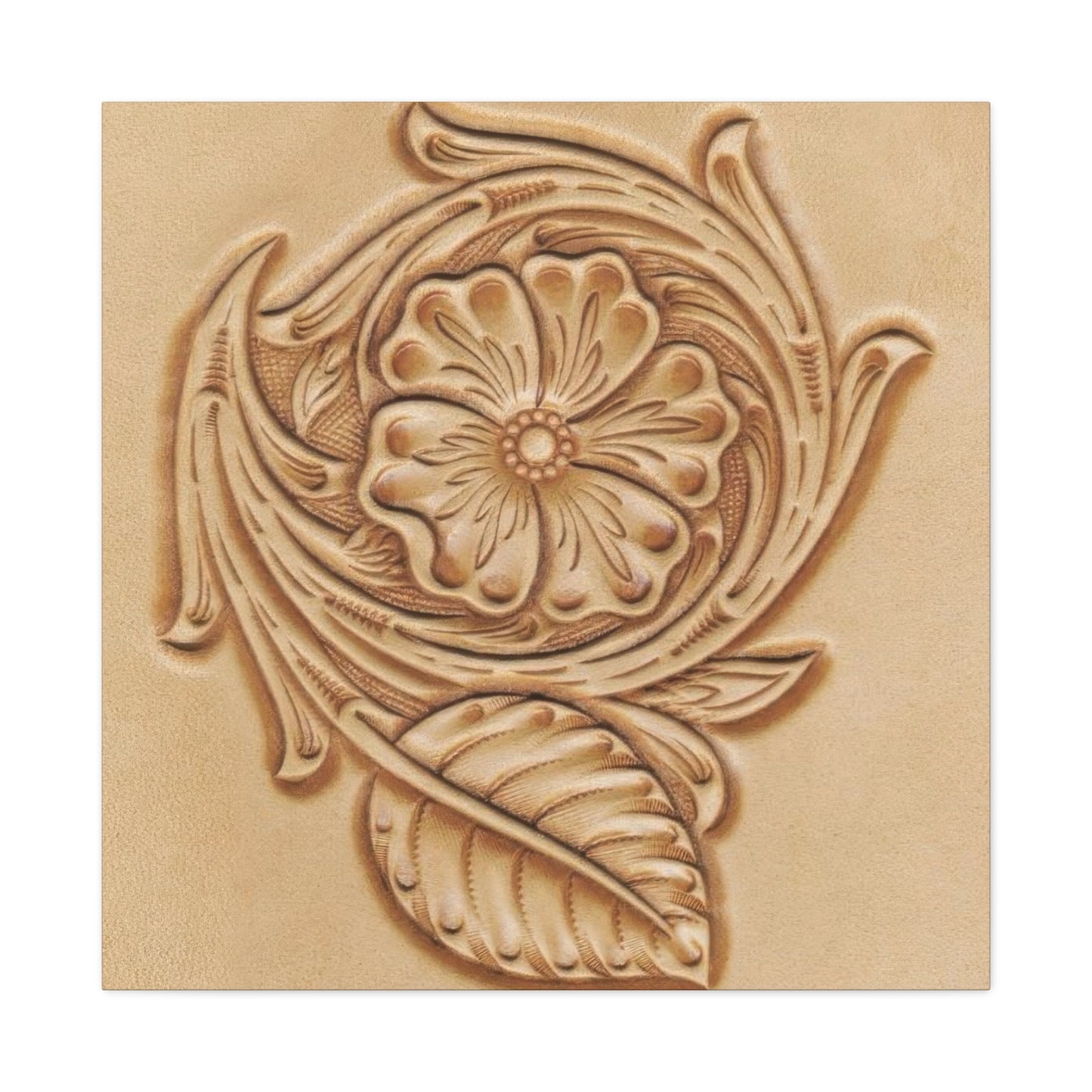 Flower On Leather Wall Art & Canvas Prints