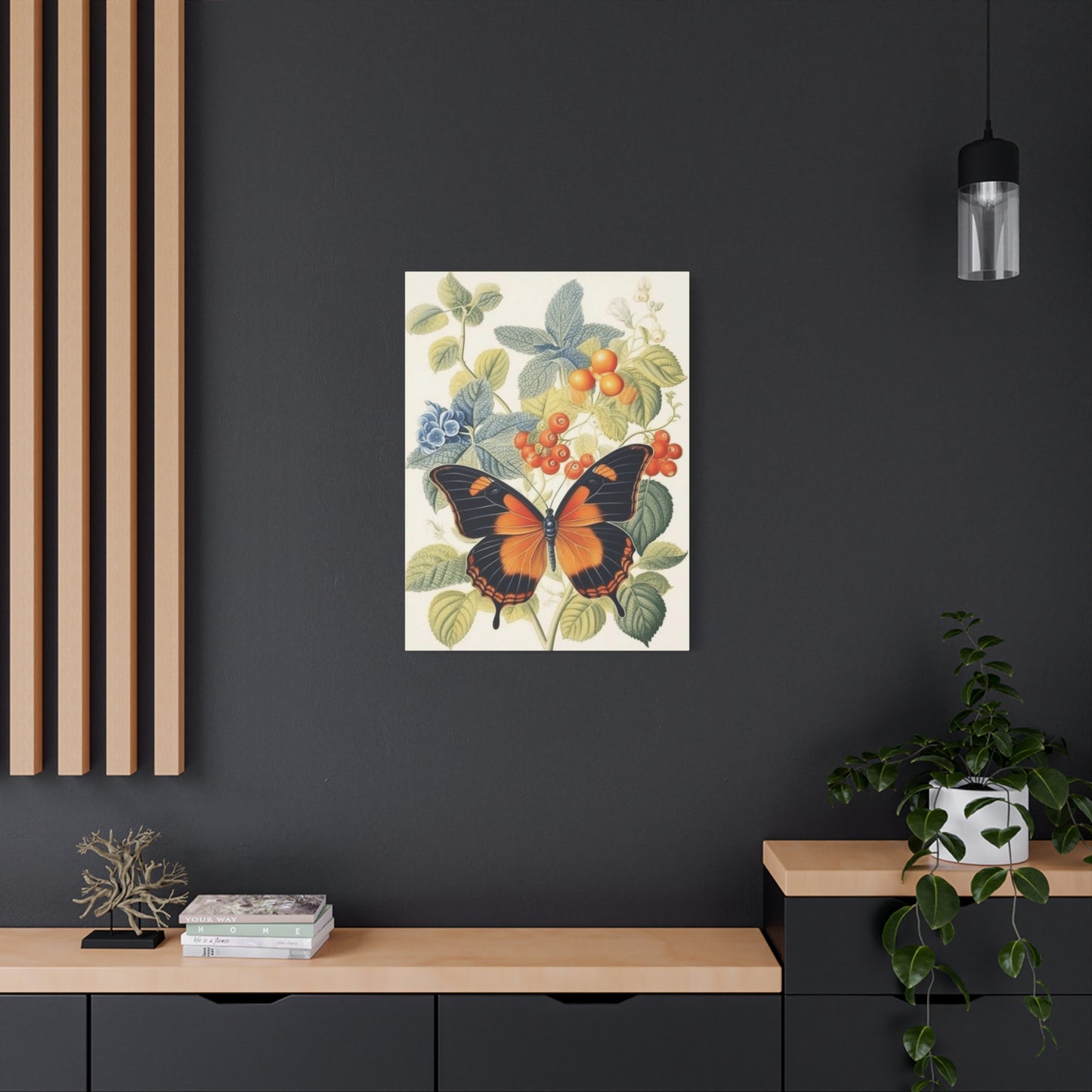 Butterfly on Berries Painting Wall Art & Canvas Prints