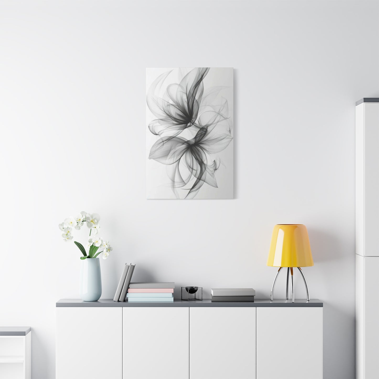 Flower Lines Grey Wall Art & Canvas Prints