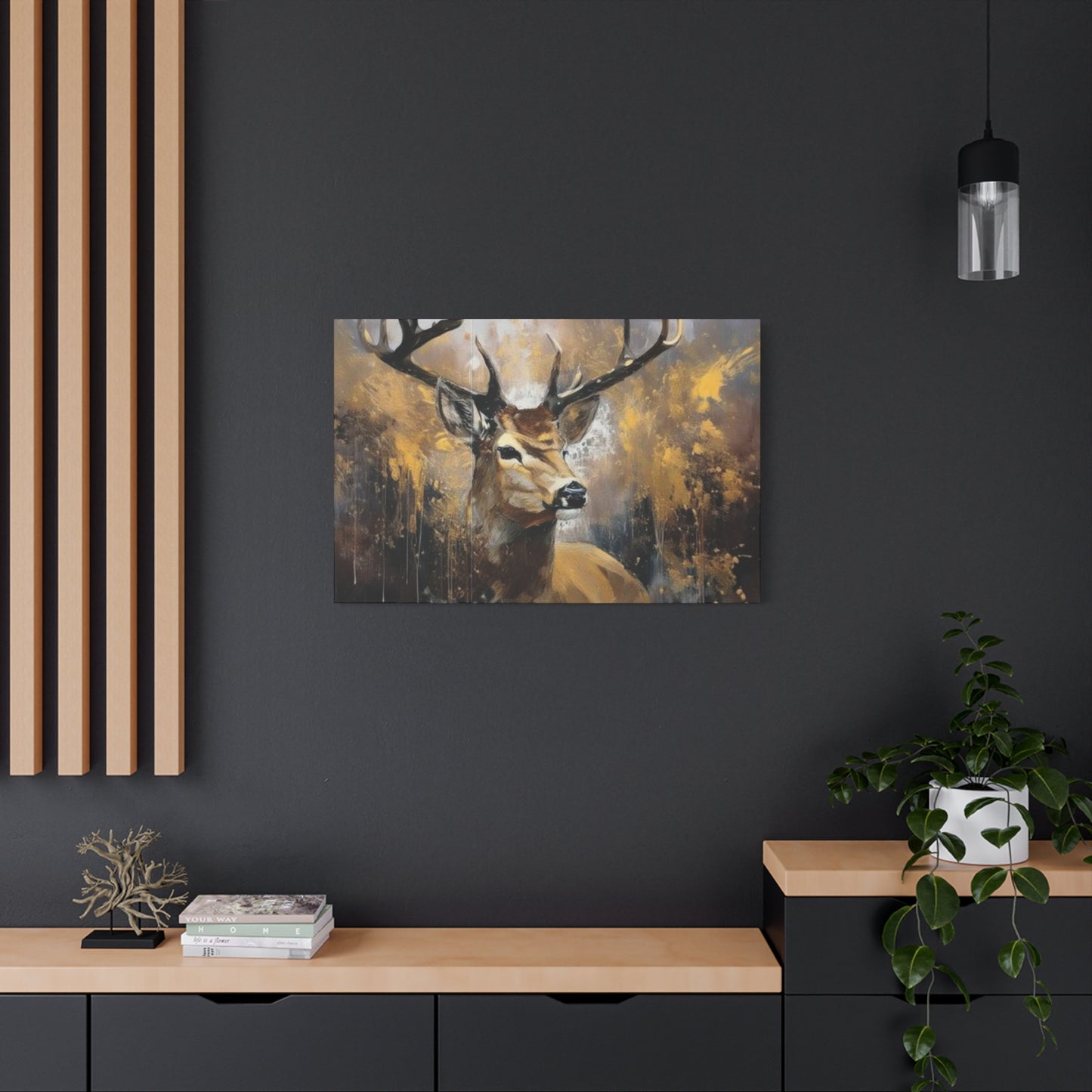 Reindeer Golden Painting Wall Art & Canvas Prints