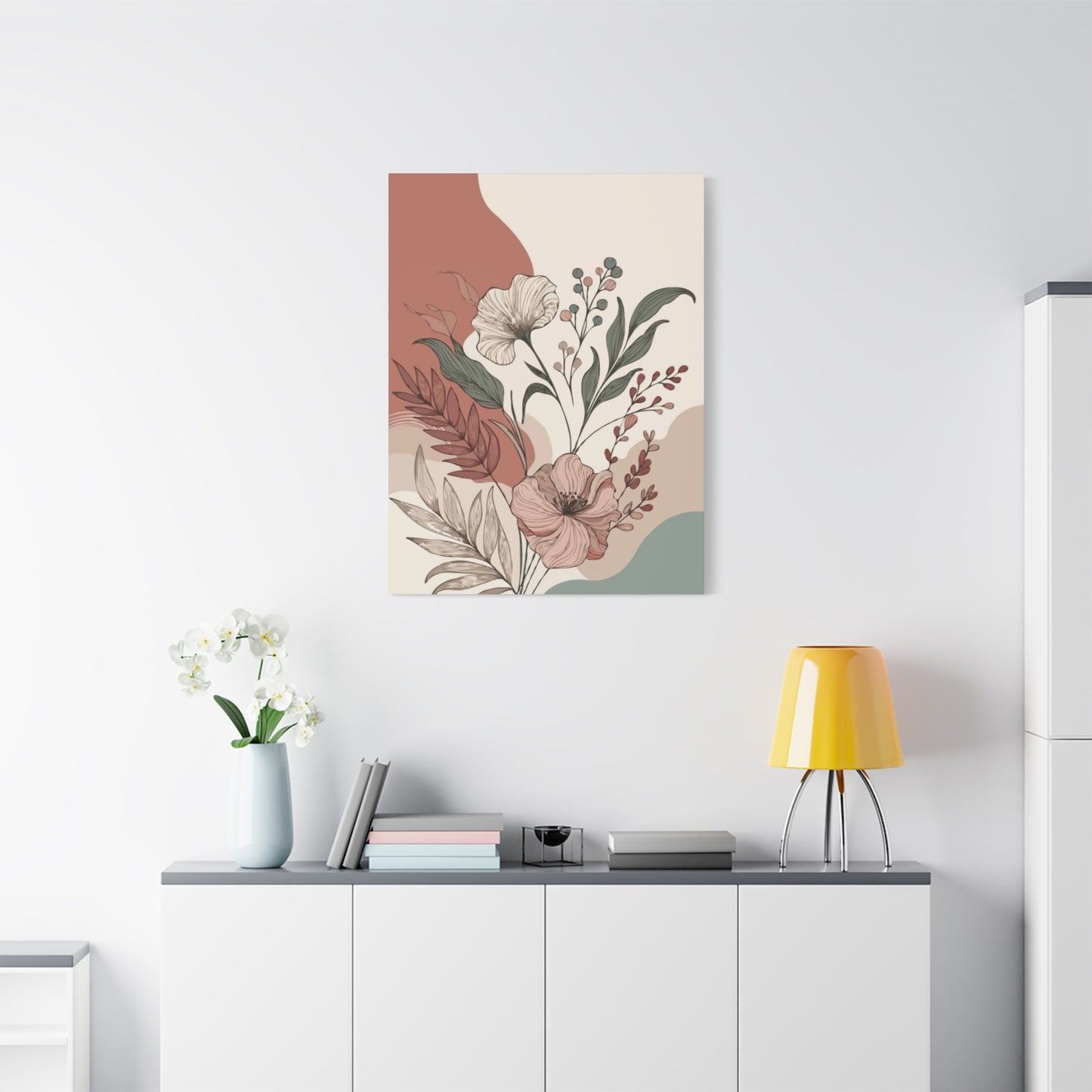 Aesthetic Flowers and Leaves Painting Wall Art & Canvas Prints